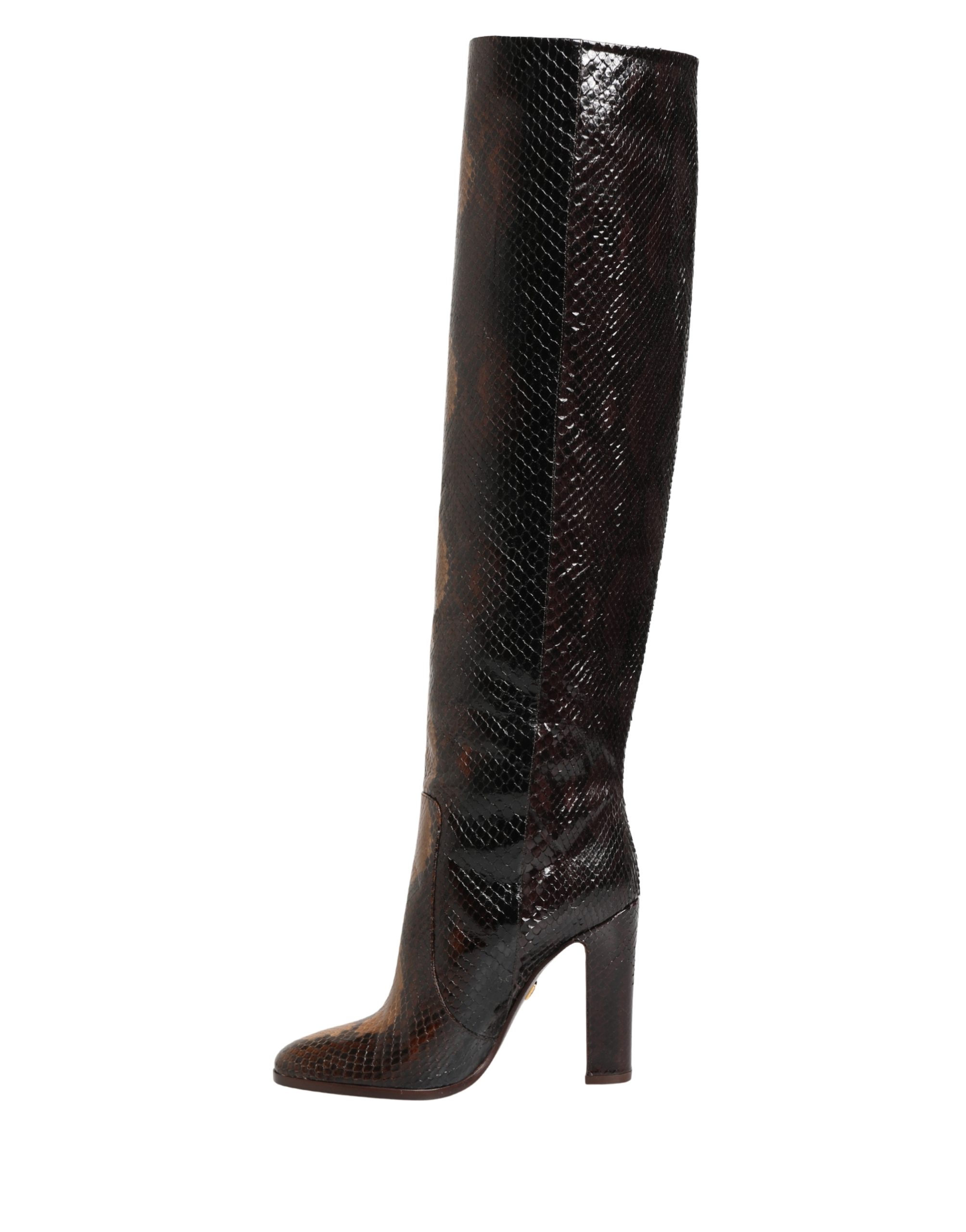 Dolce & Gabbana Brown Exotic Leather Knee High Boots Shoes - Image 8