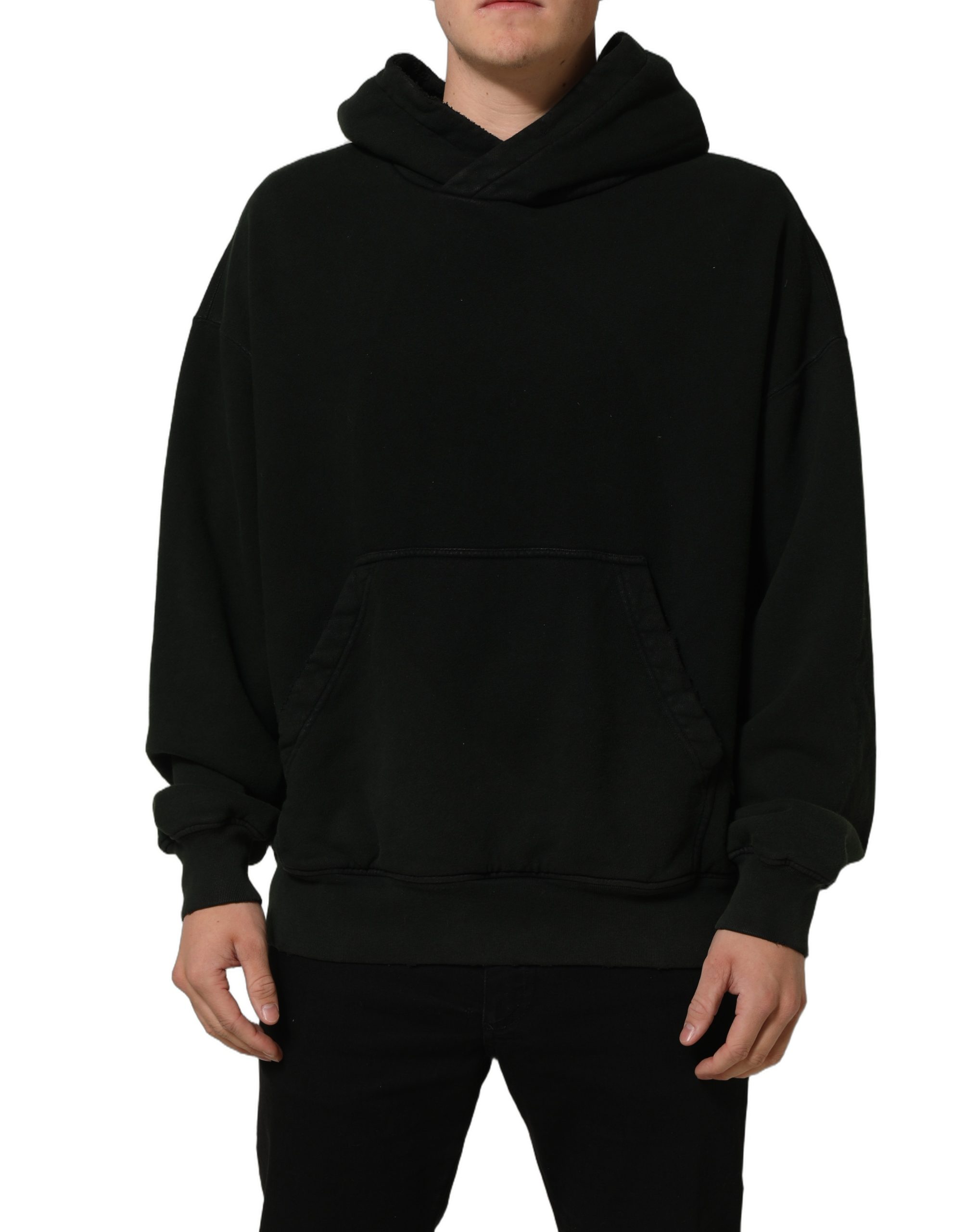 Dolce & Gabbana Black Cotton Hooded Men Sweatshirt Sweater - Image 2