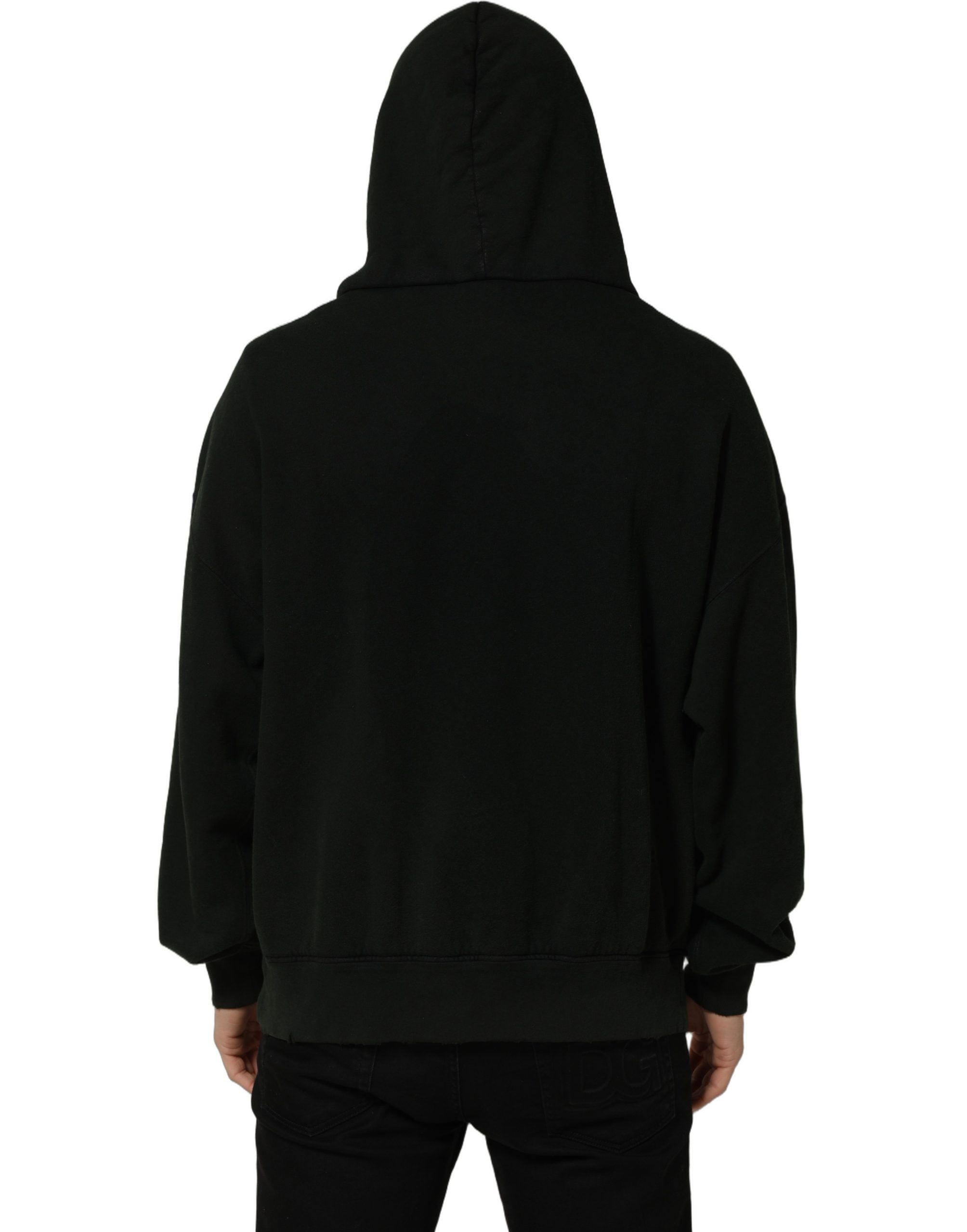 Dolce & Gabbana Black Cotton Hooded Men Sweatshirt Sweater - Image 5