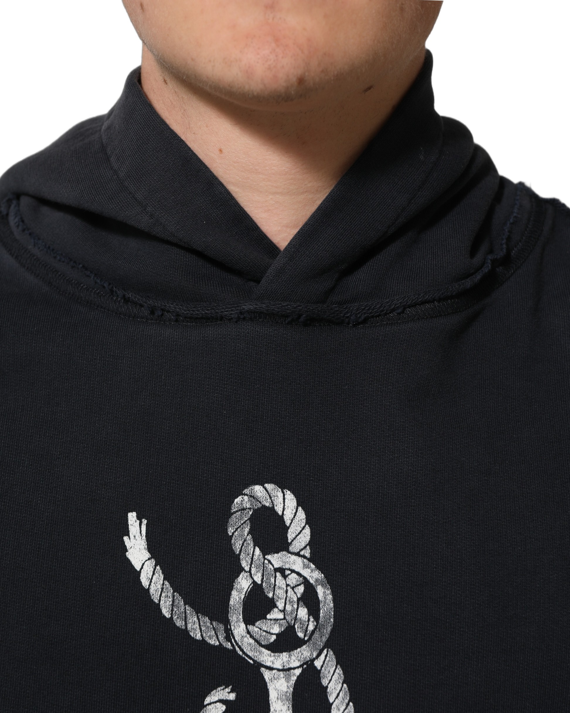 Dolce & Gabbana Black Anchor Print Hooded Sweatshirt Sweater - Image 6