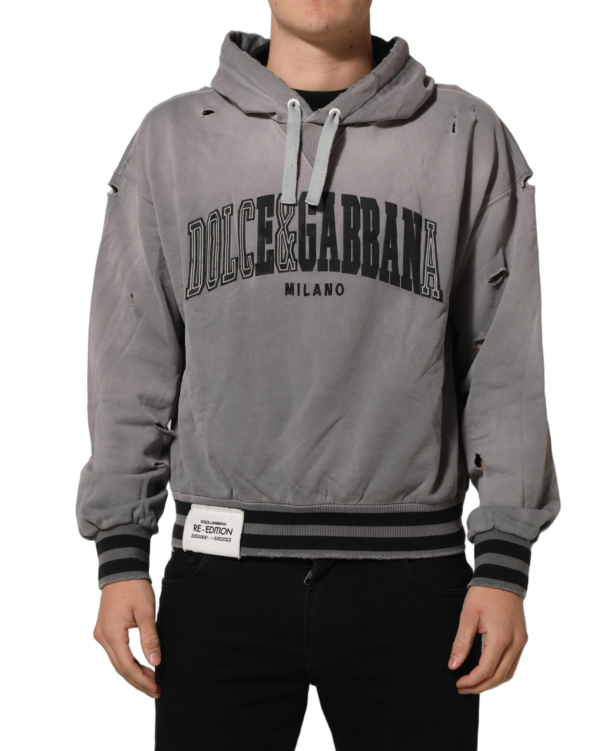 Dolce & Gabbana Gray Graphic Hooded Sweatshirt Men Sweater - Image 2