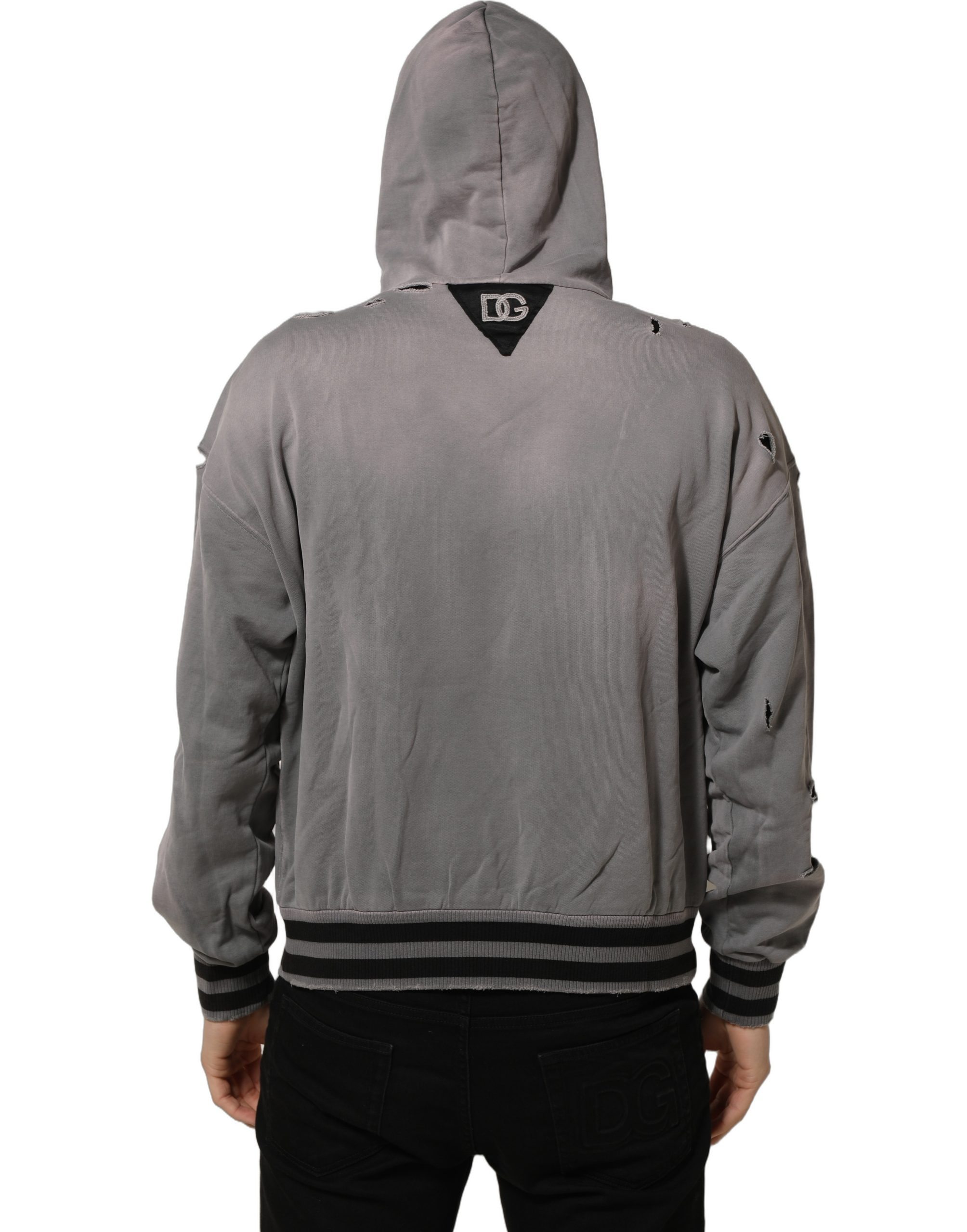 Dolce & Gabbana Gray Graphic Hooded Sweatshirt Men Sweater - Image 5