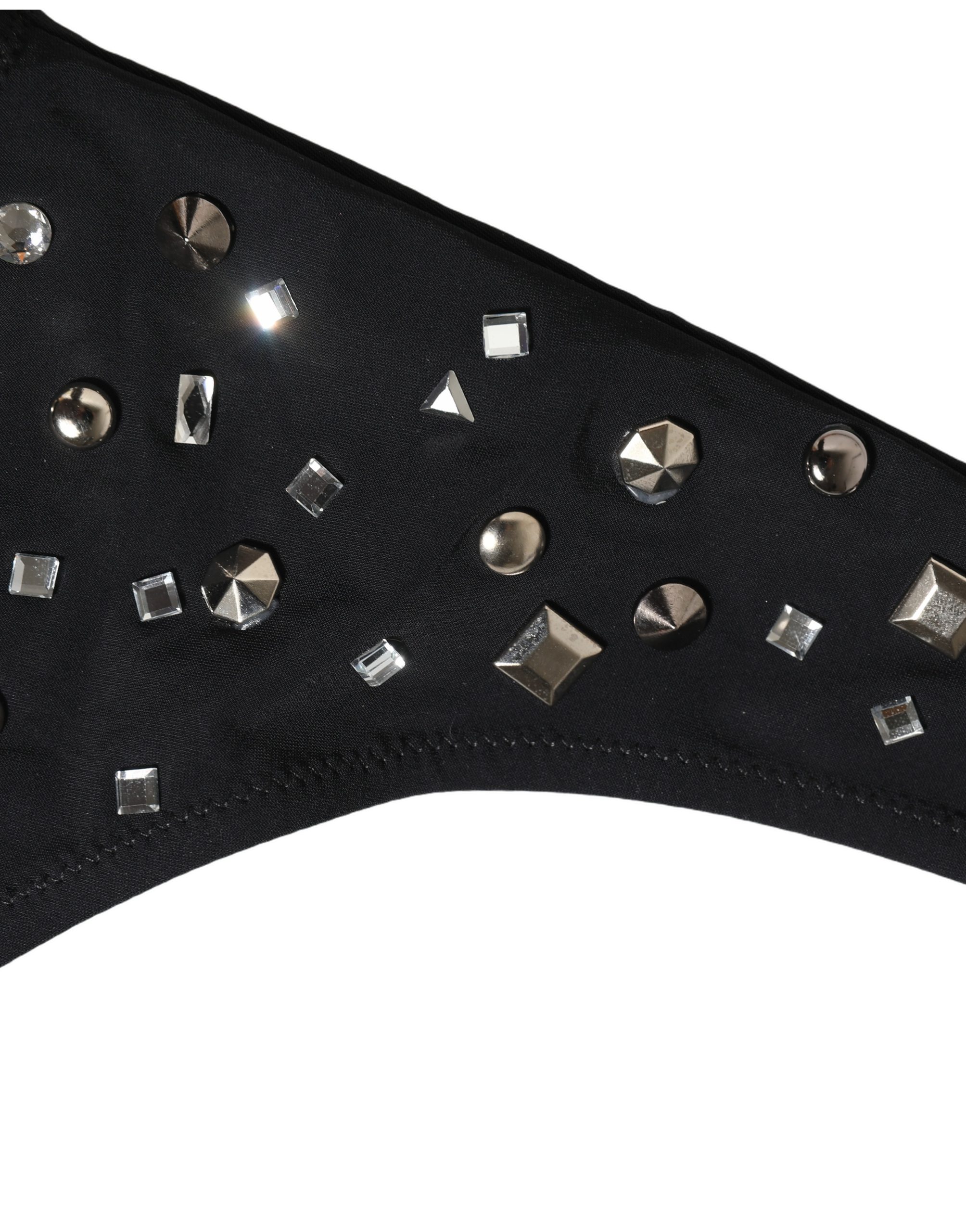 Dolce & Gabbana Black Embellished Cutout Bandeau One Piece Swimwear - Image 5