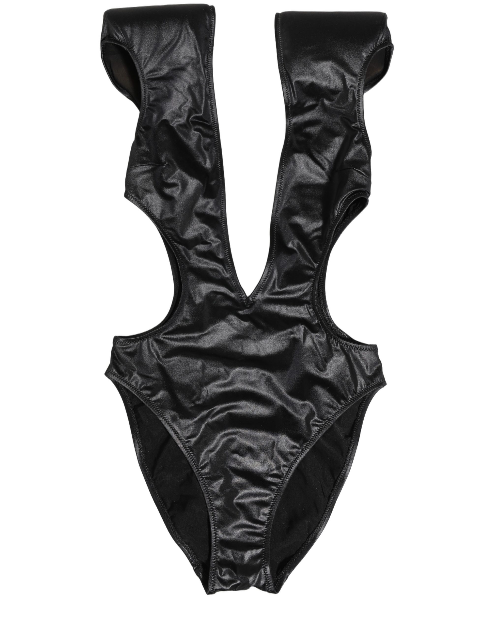 Dolce & Gabbana Black Deep V-Neck Cutout One Piece Swimwear - Image 2