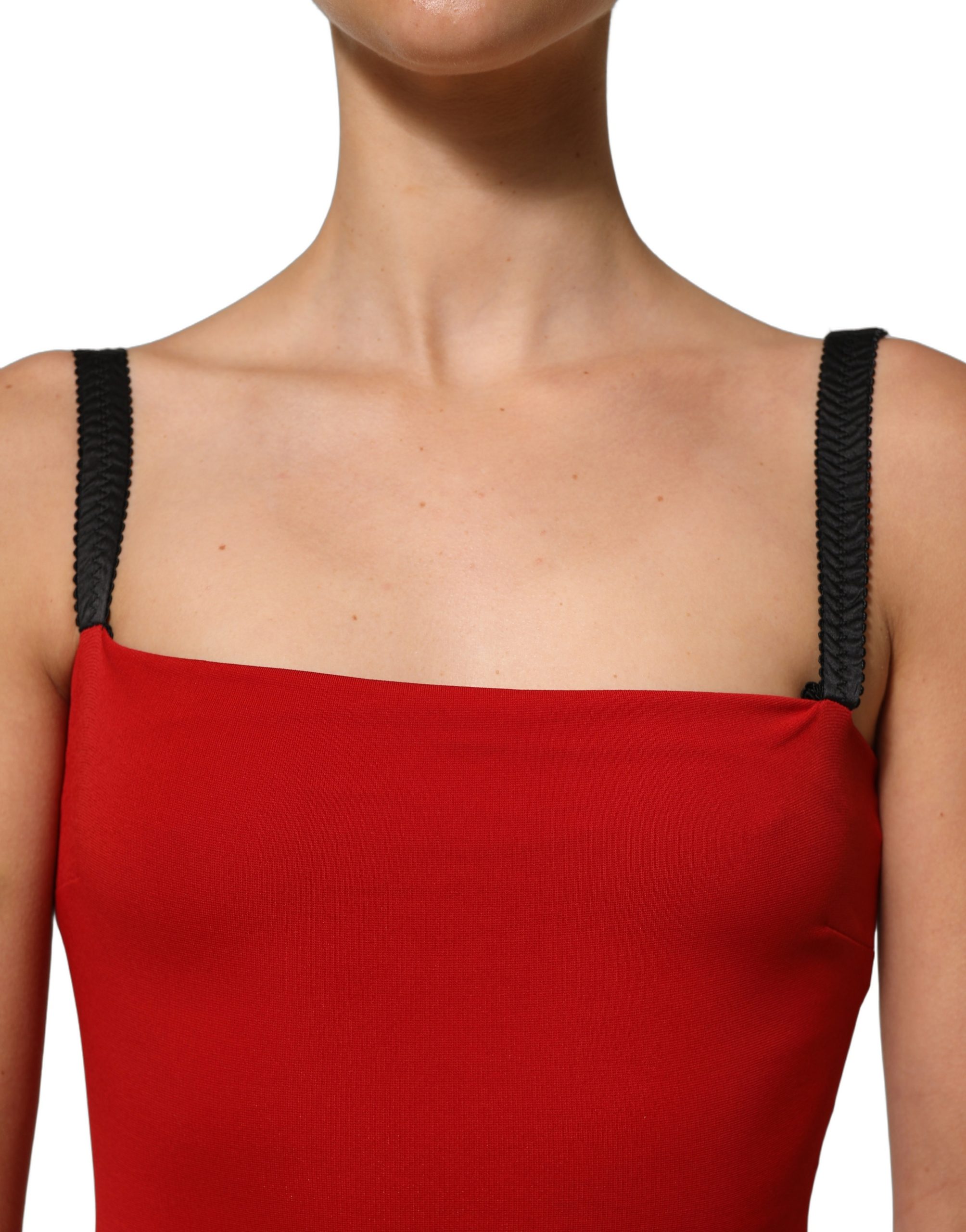 Dolce & Gabbana Red Stretch Bodycon Sheath Knee Length Dress - Image 2