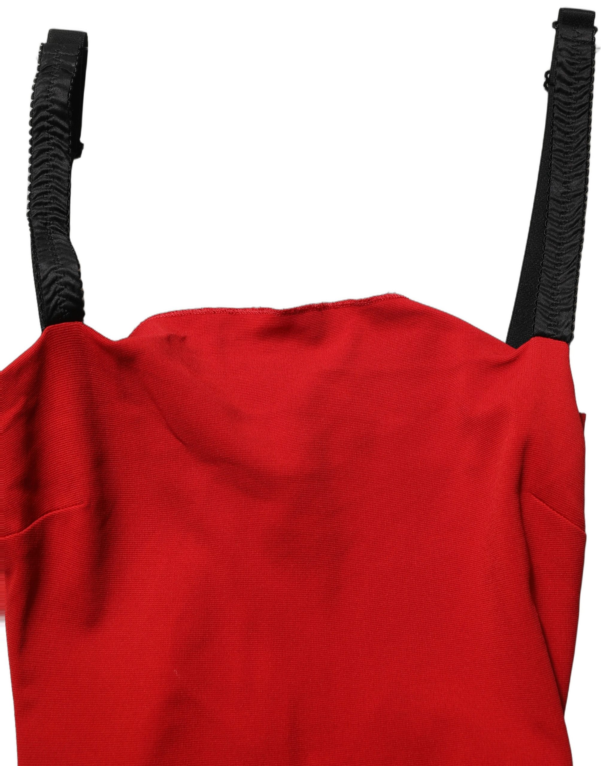 Dolce & Gabbana Red Stretch Bodycon Sheath Knee Length Dress - Image 3