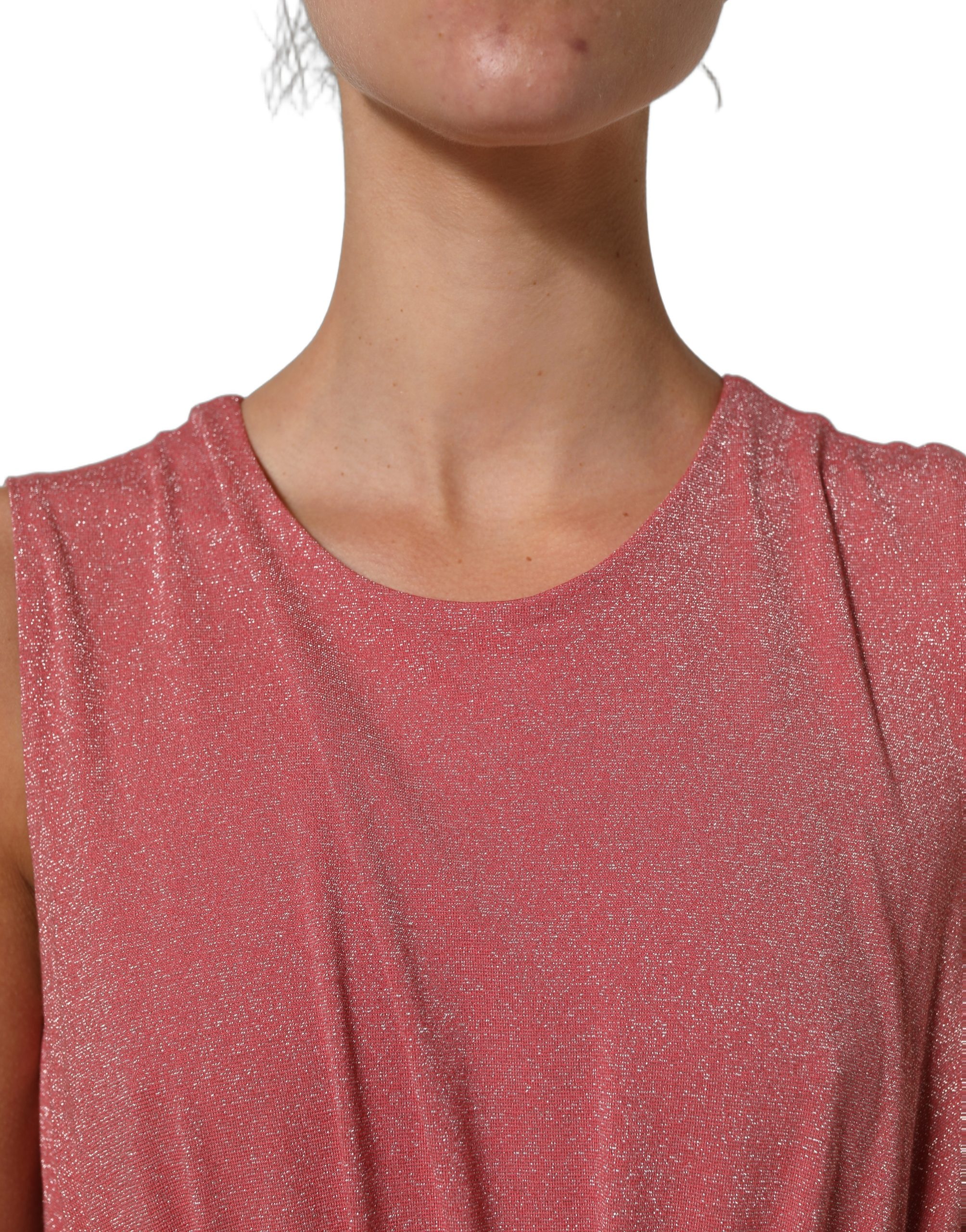 Dolce & Gabbana Coral Pink Pleated Sleeveless Max Dress - Image 5