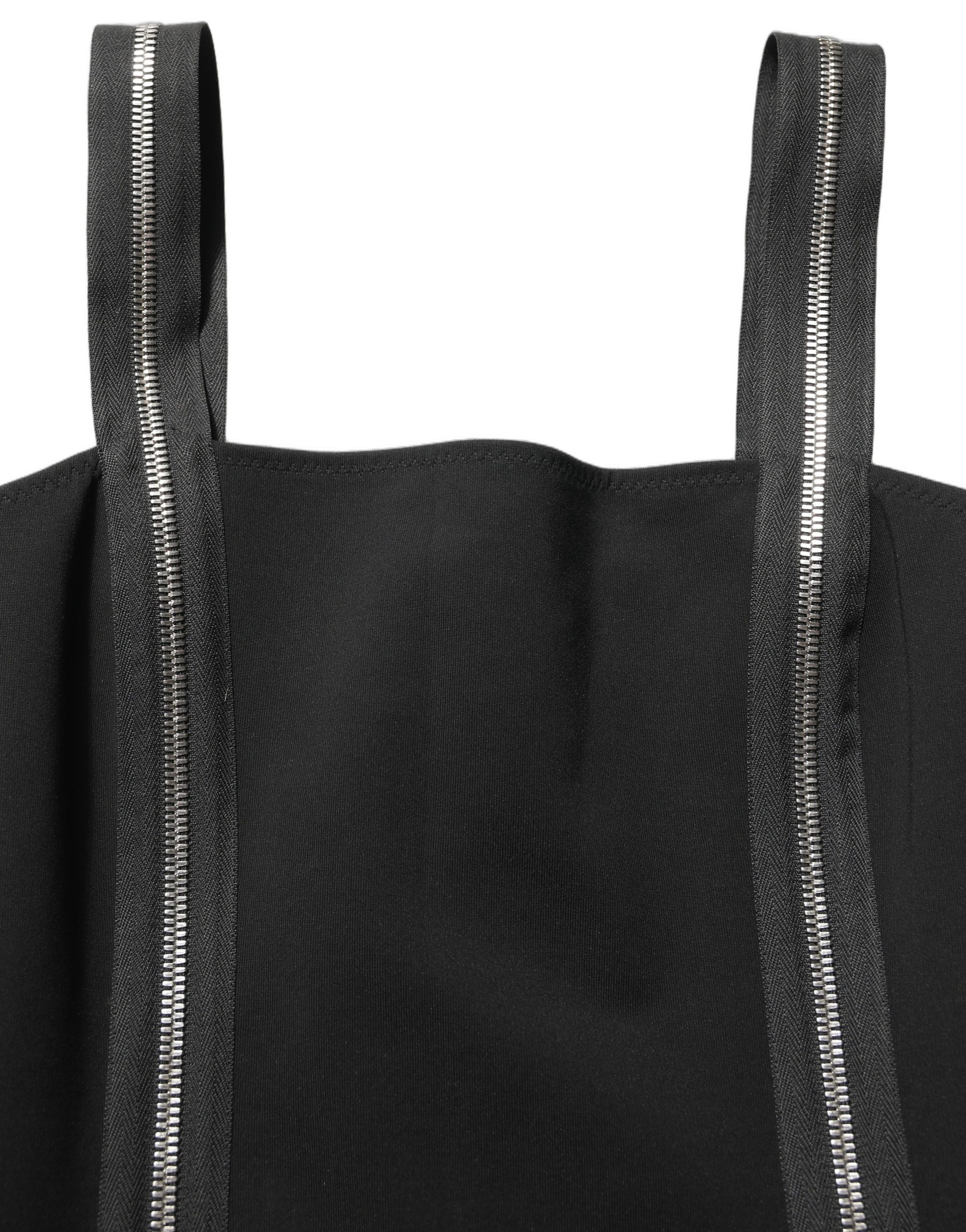 Dolce & Gabbana Black Sleeveless Front Zipper Midi Dress - Image 2