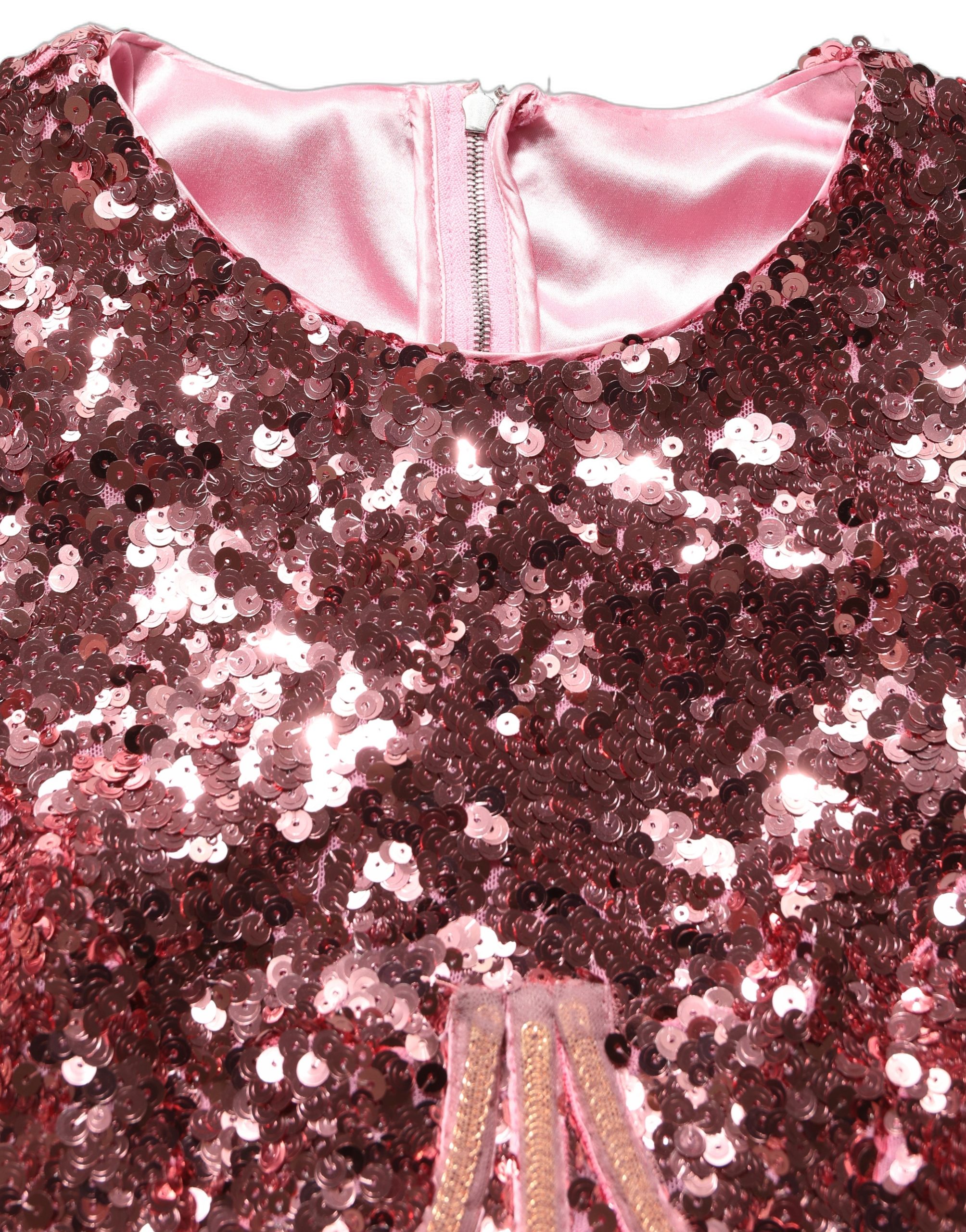 Dolce & Gabbana Pink Long Sequined Corset Detailing Gown Dress