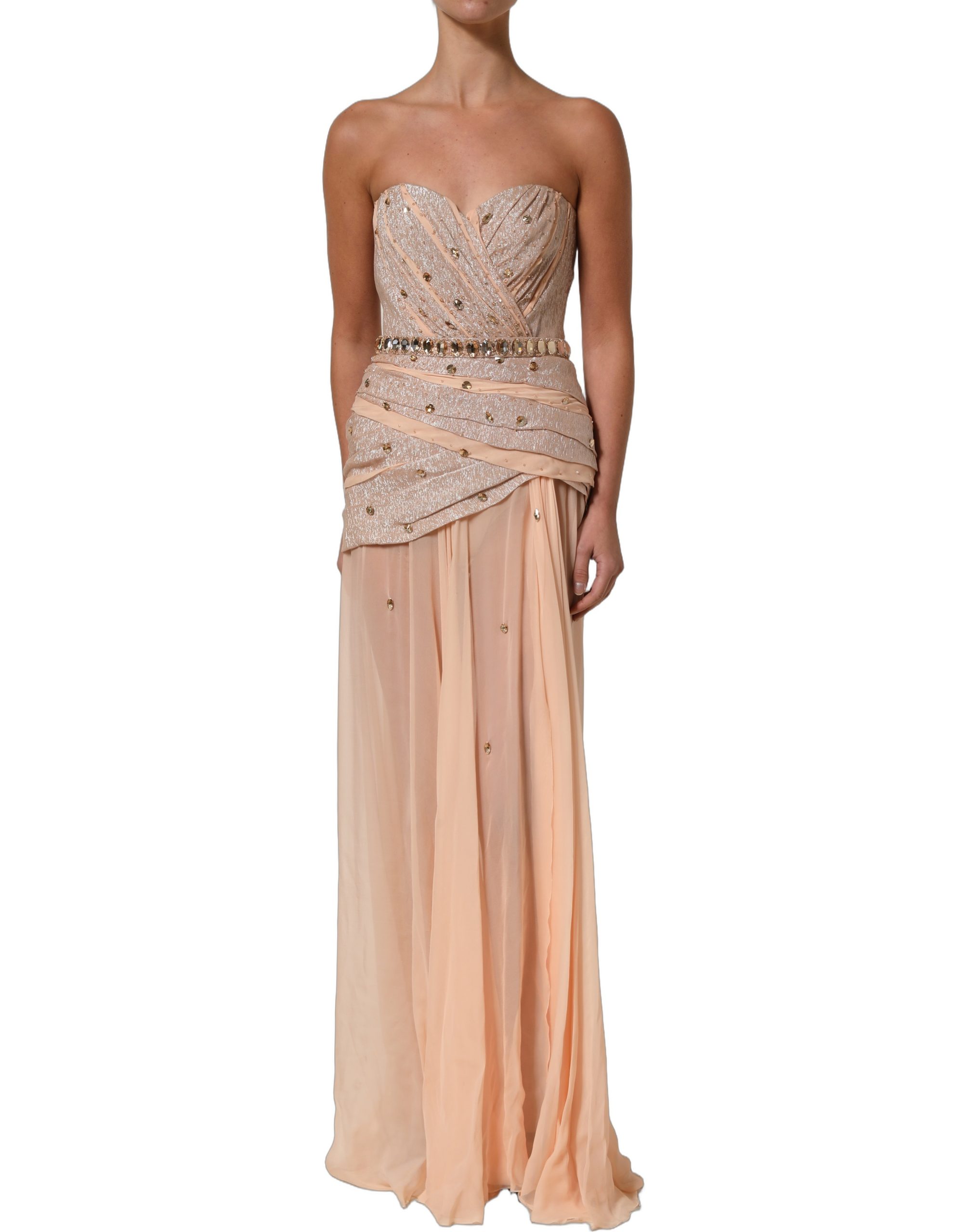 Dolce & Gabbana Nude Embellished Strapless Evening Gown Dress - Image 3