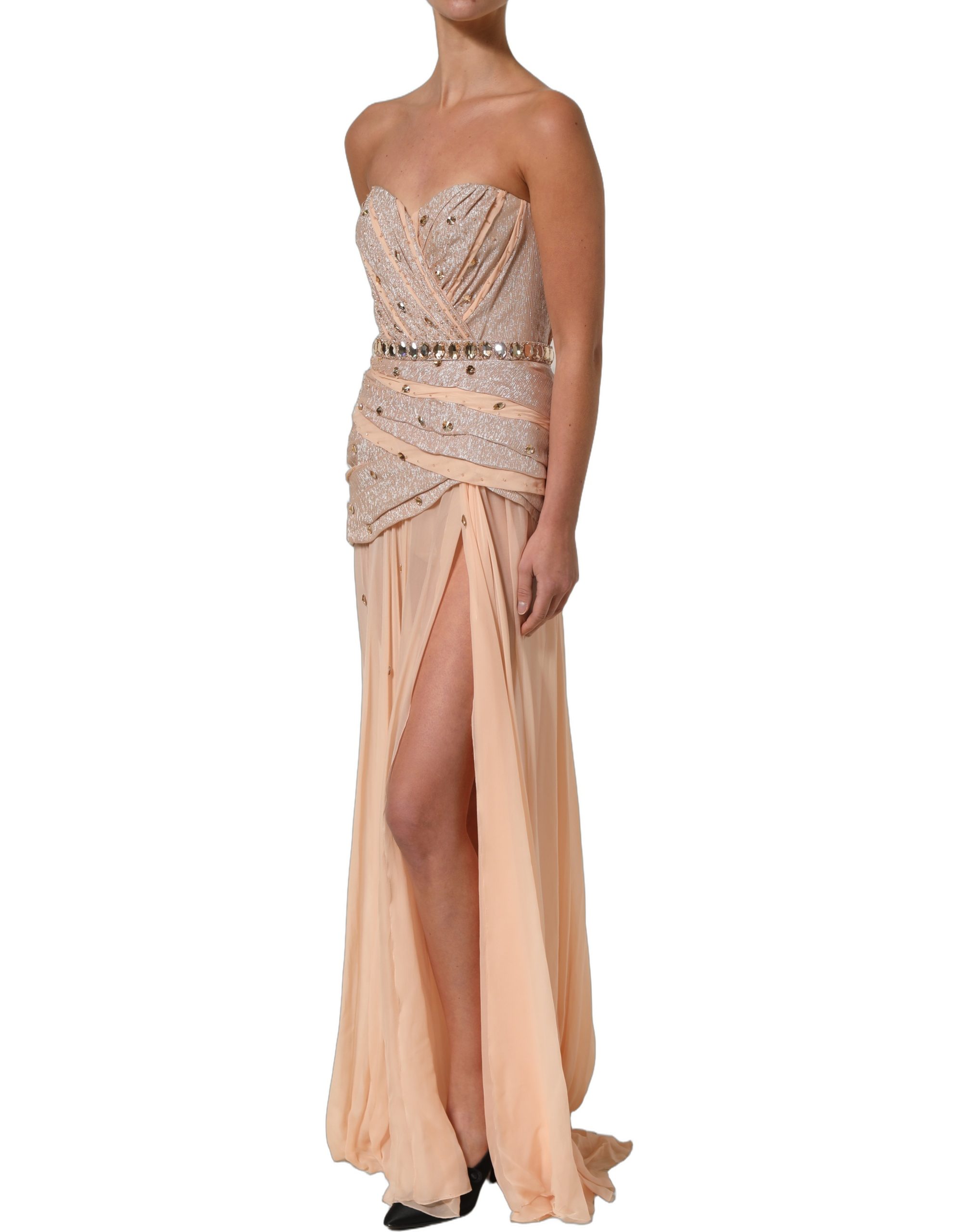 Dolce & Gabbana Nude Embellished Strapless Evening Gown Dress - Image 4