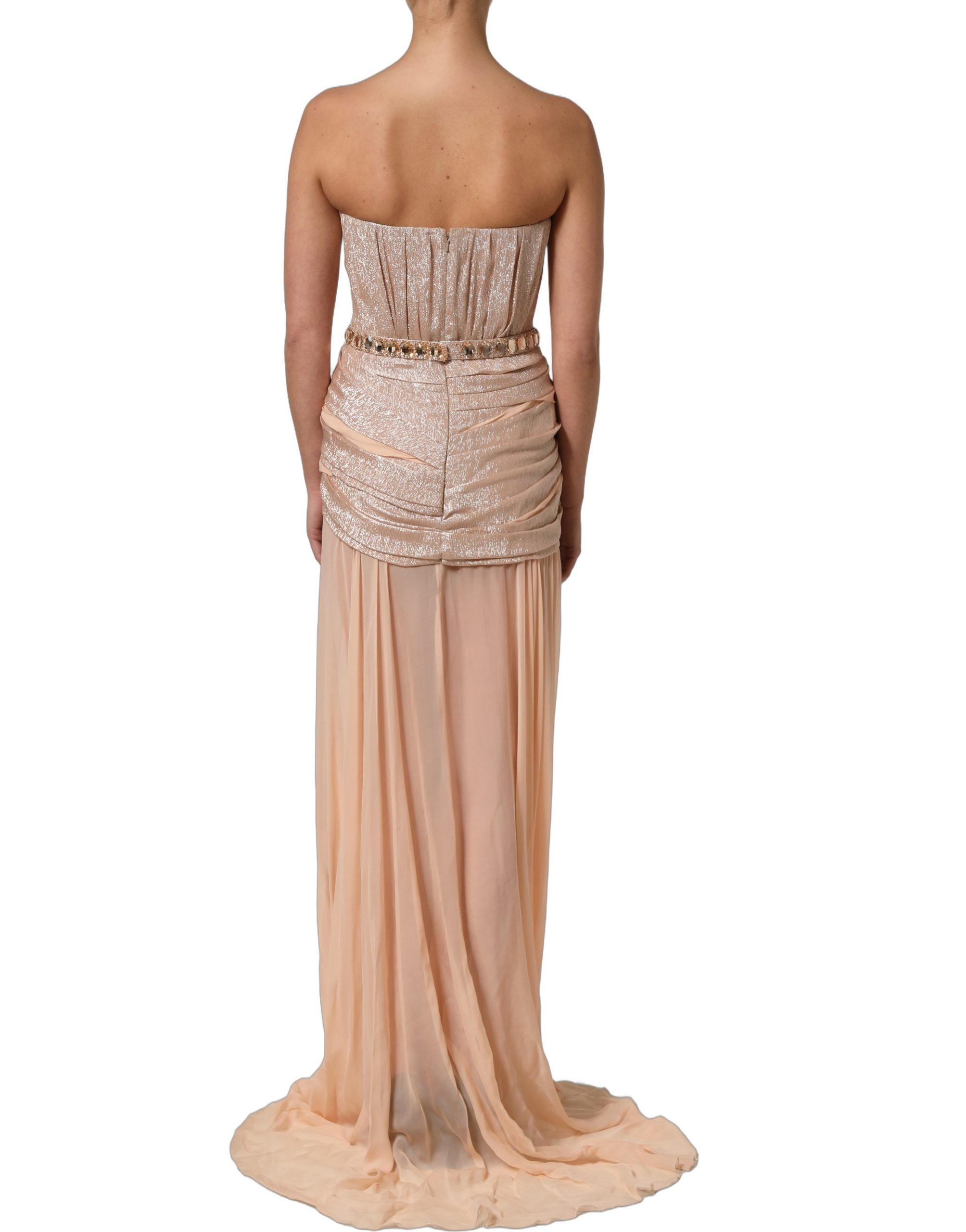 Dolce & Gabbana Nude Embellished Strapless Evening Gown Dress - Image 6