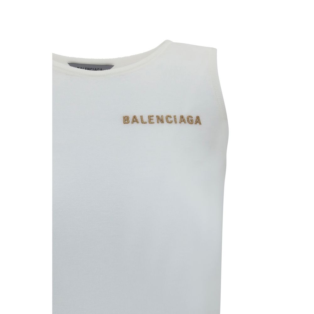 Balenciaga White Cotton Tank Tops - Image 3