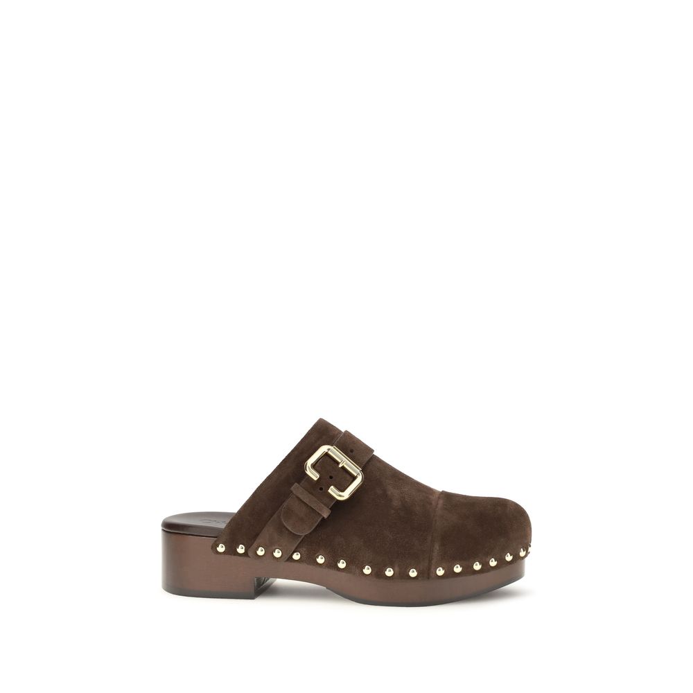 ChloƩ Brown Calf Leather Bos Taurus Clogs
