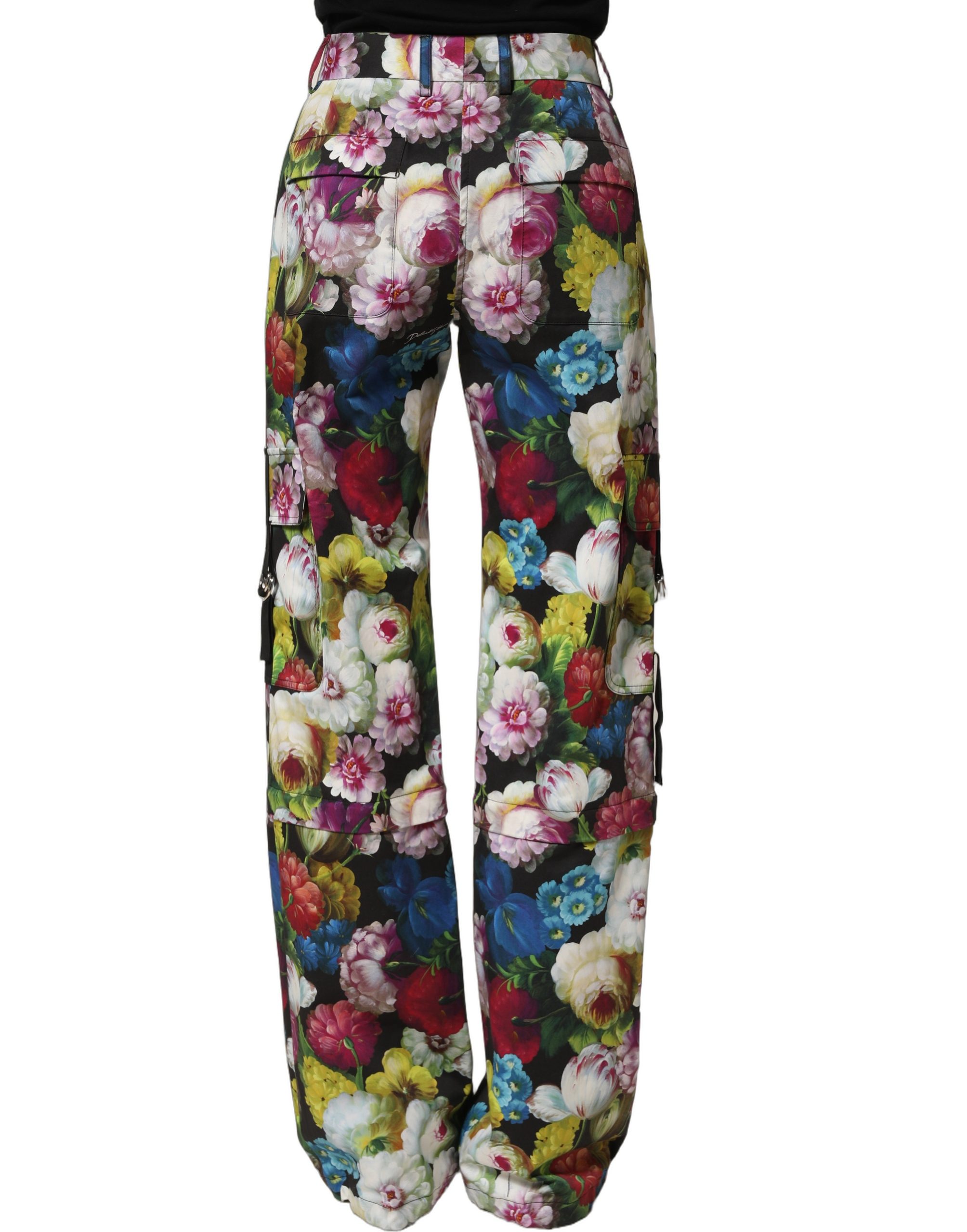 Dolce & Gabbana Multicolor Floral High Waist Wide Leg Pants - Image 5