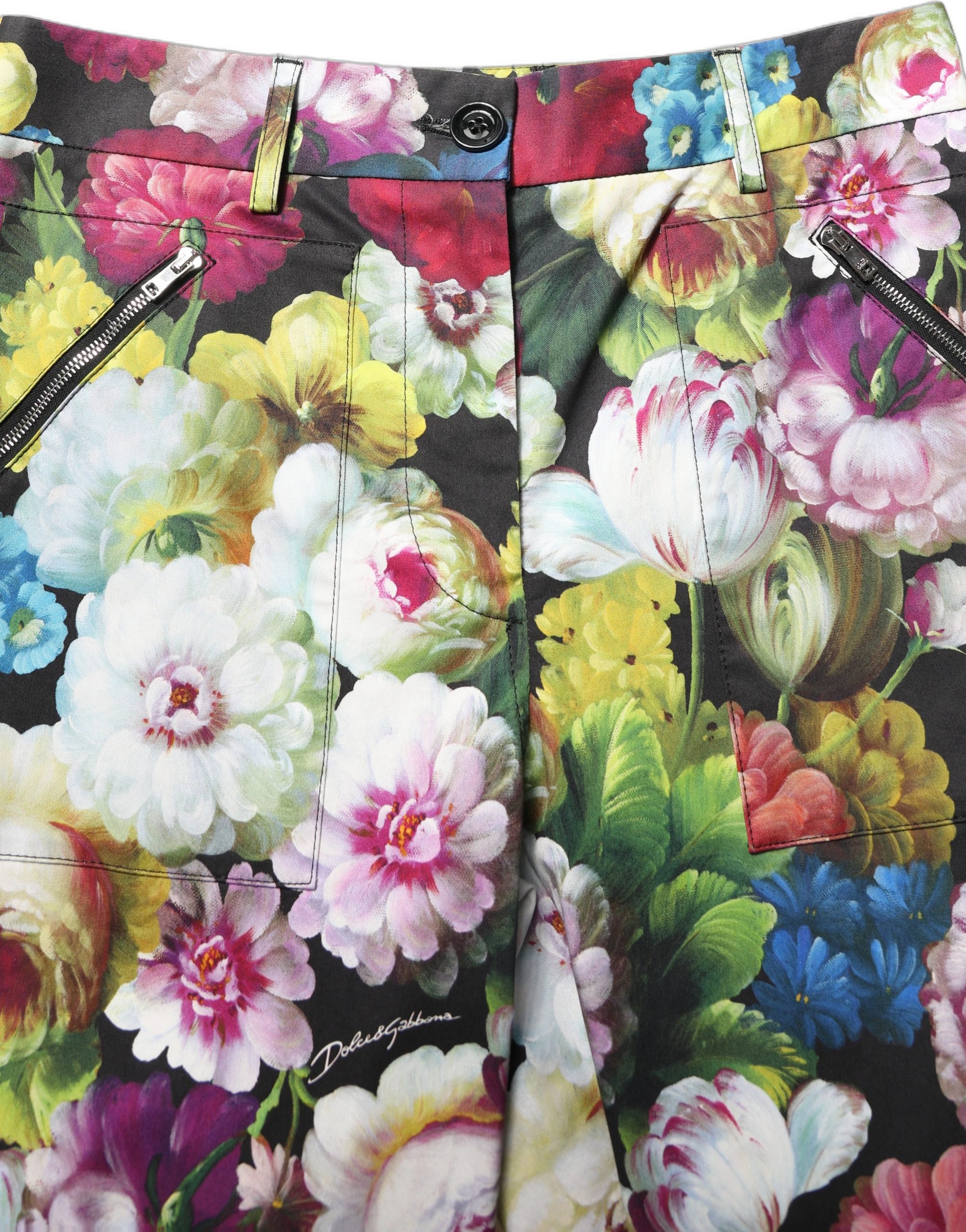 Dolce & Gabbana Multicolor Floral High Waist Wide Leg Pants - Image 6