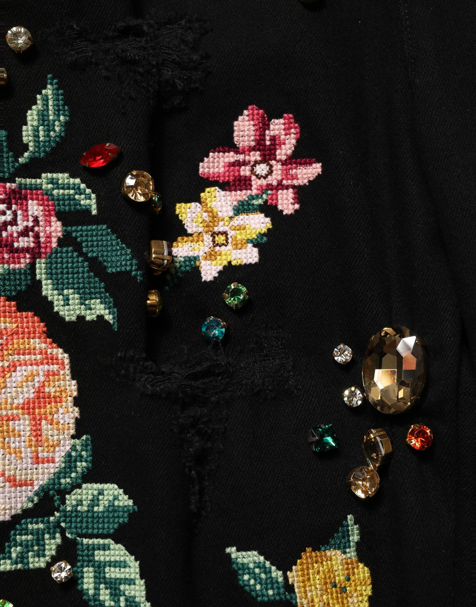 Dolce & Gabbana Black Floral Cotton High Waist Tapered Pants - Image 3