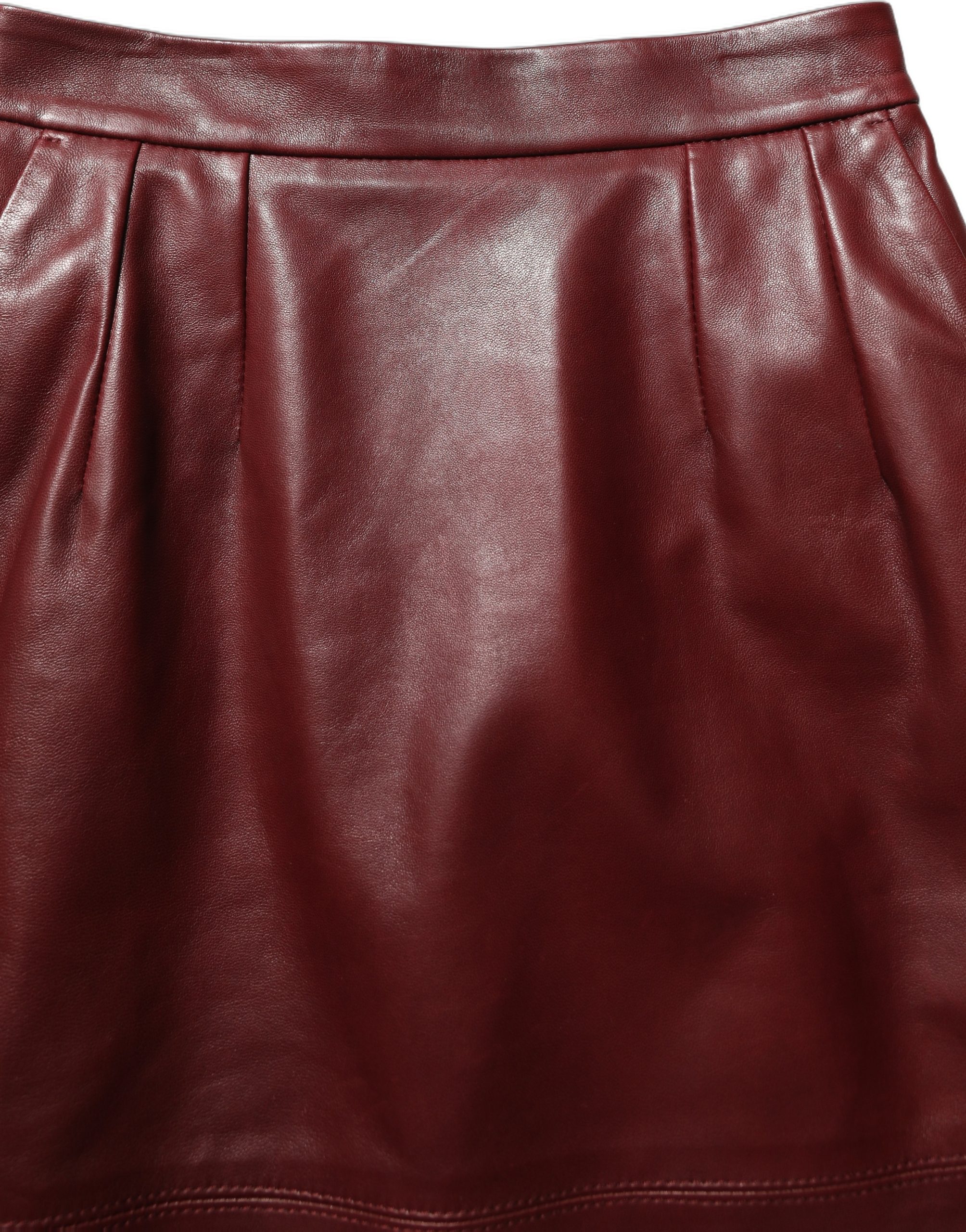 Dolce & Gabbana Burgundy Leather High Waist Pencil Midi Skirt - Image 5