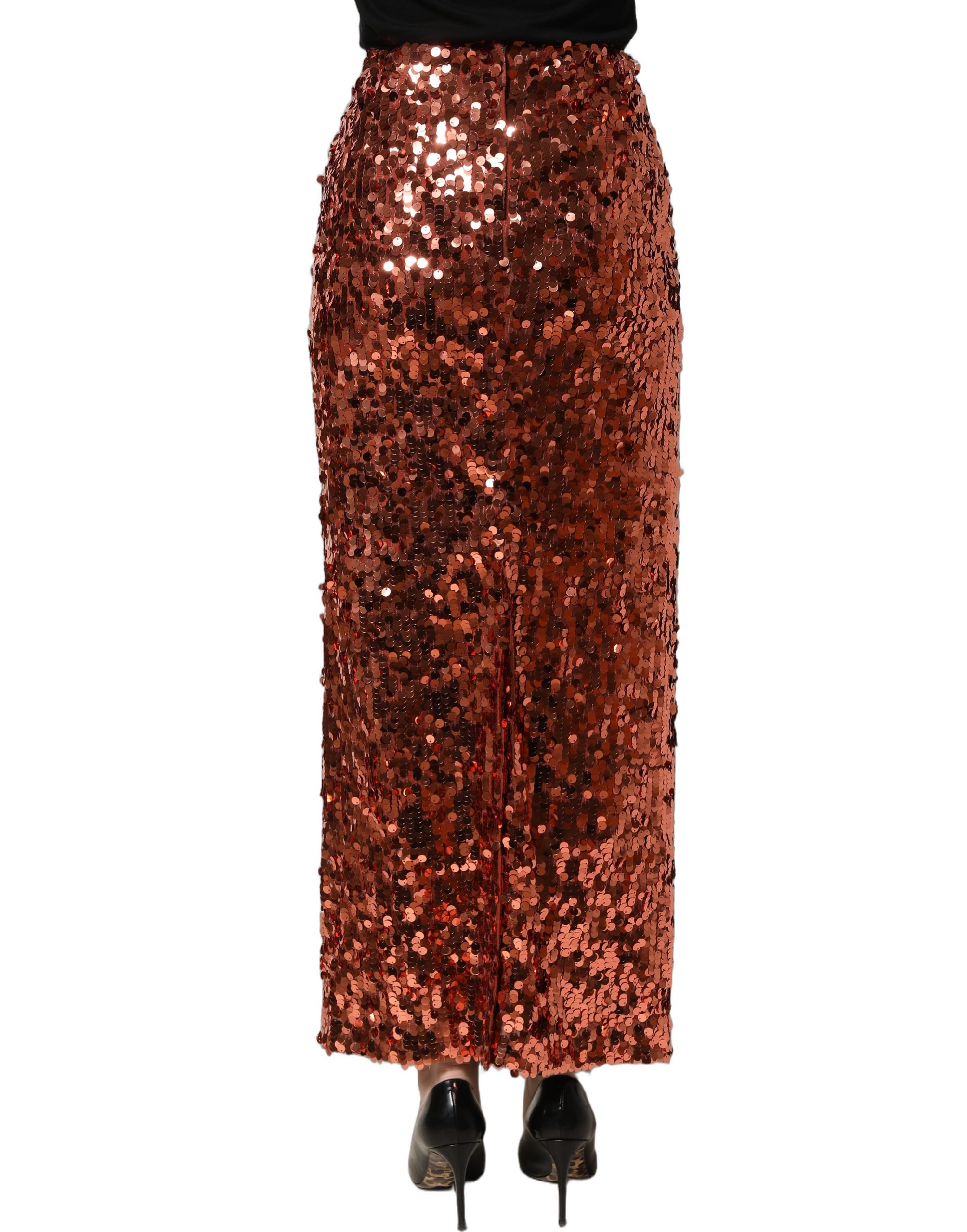 Dolce & Gabbana Bronze Sequin HighWaist PencilCut Midi Skirt - Image 2