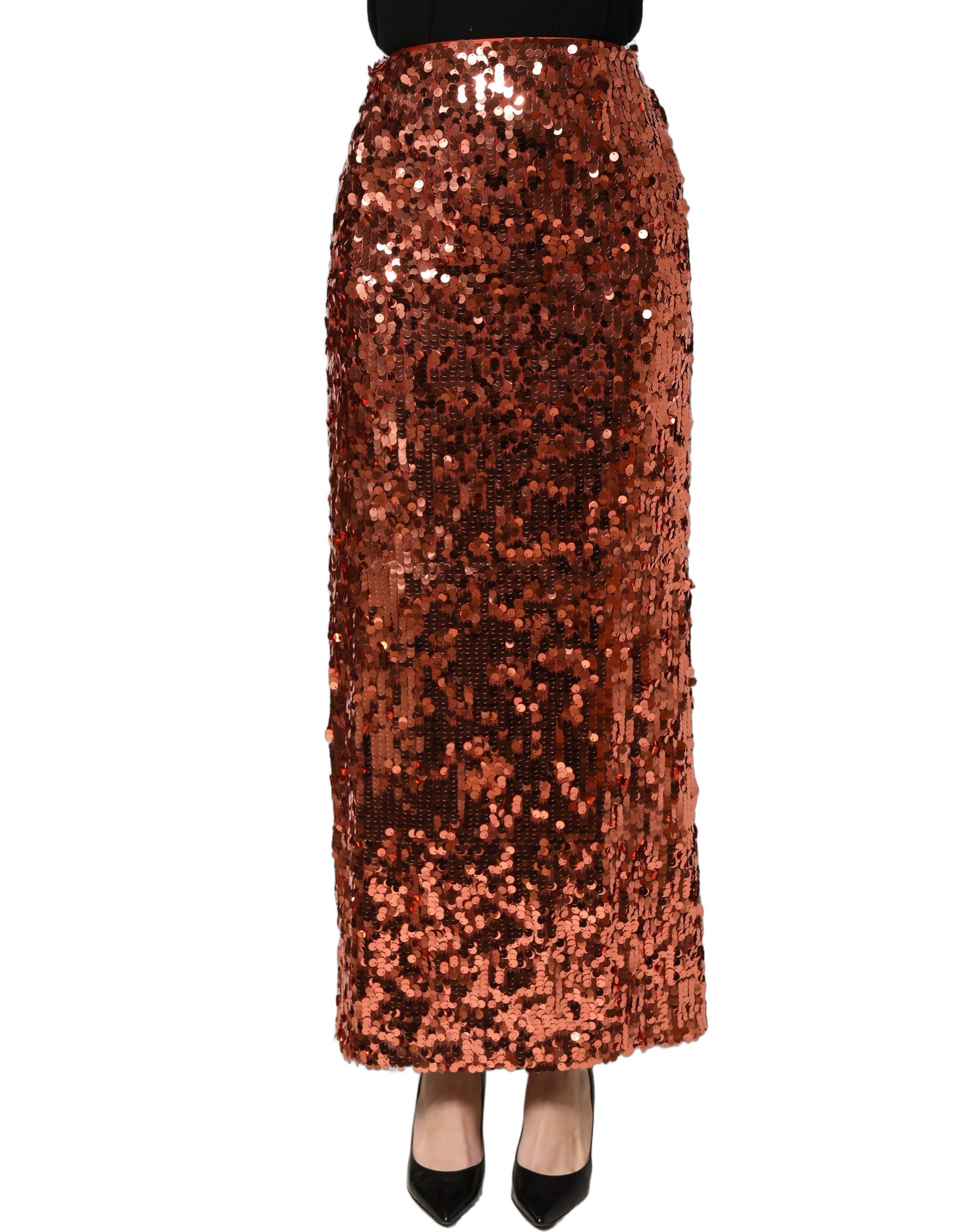 Dolce & Gabbana Bronze Sequin HighWaist PencilCut Midi Skirt - Image 5