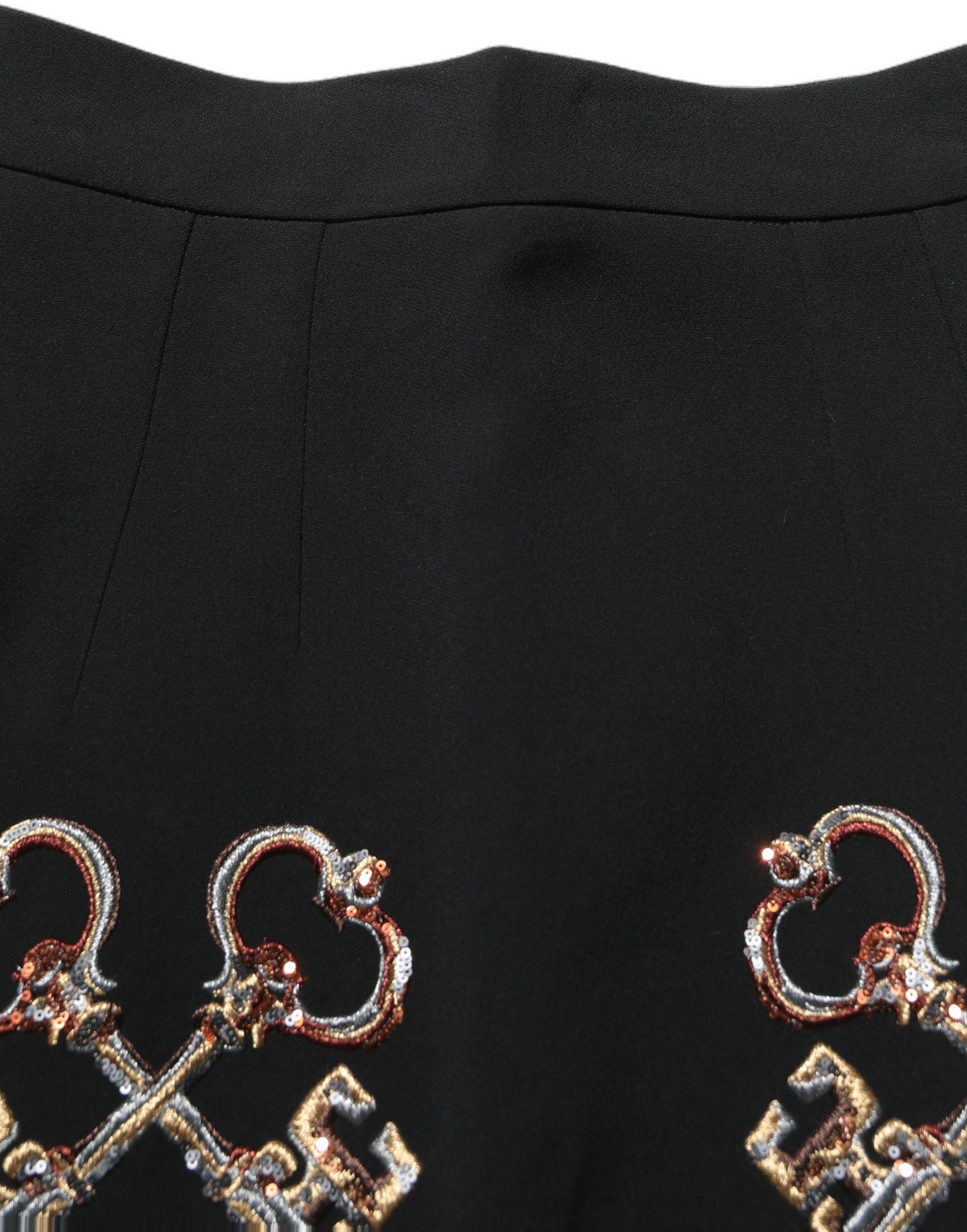 Dolce & Gabbana Black Floral Embellished A-line Mini Skirt - Image 6