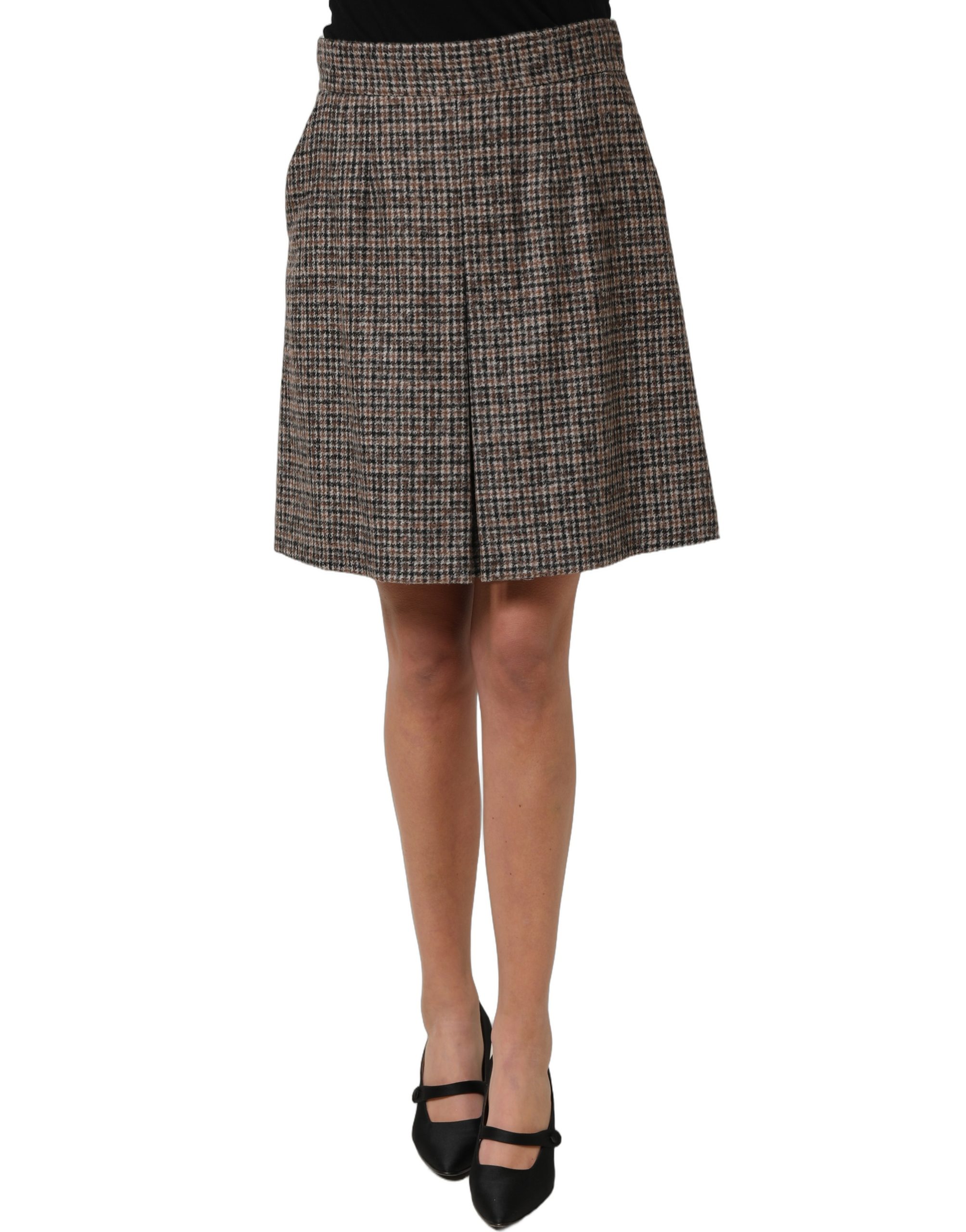 Dolce & Gabbana Brown Tweed High Waist A-line Mini Skirt - Image 2