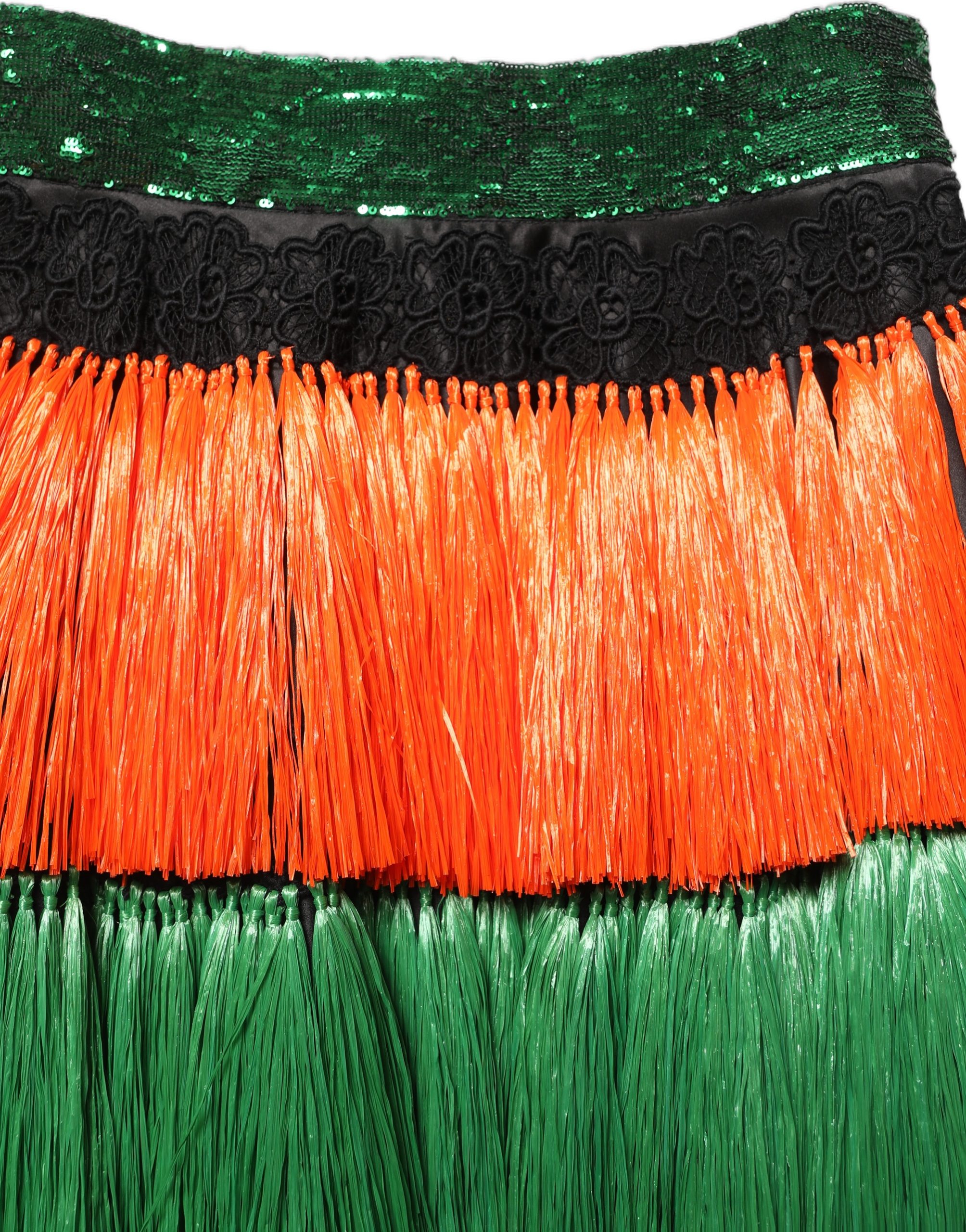 Dolce & Gabbana Multicolor Fringe Sequin High Waist Knee Length Skirt - Image 3