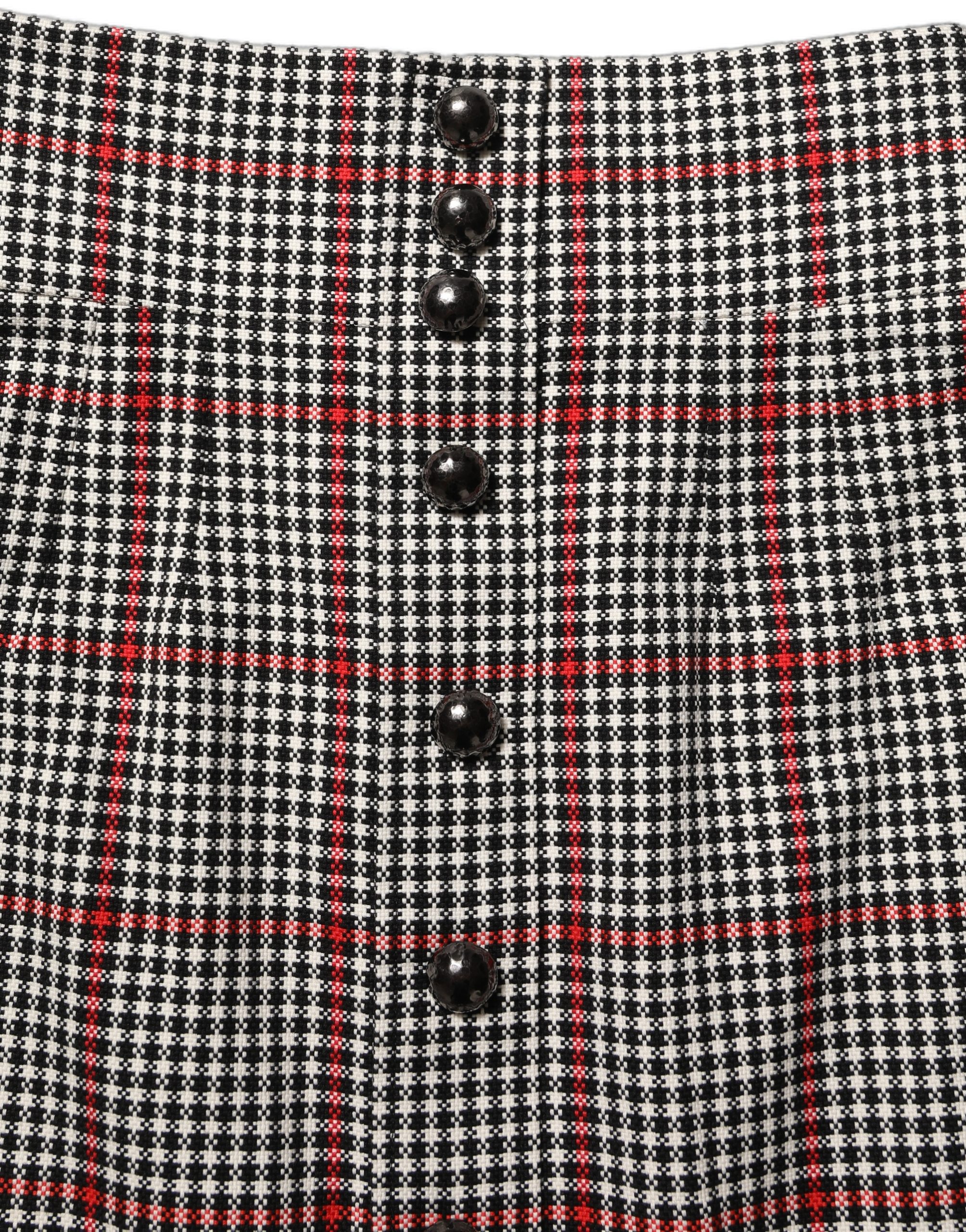 Dolce & Gabbana Gray Checkered High Waist A-line Mini Skirt