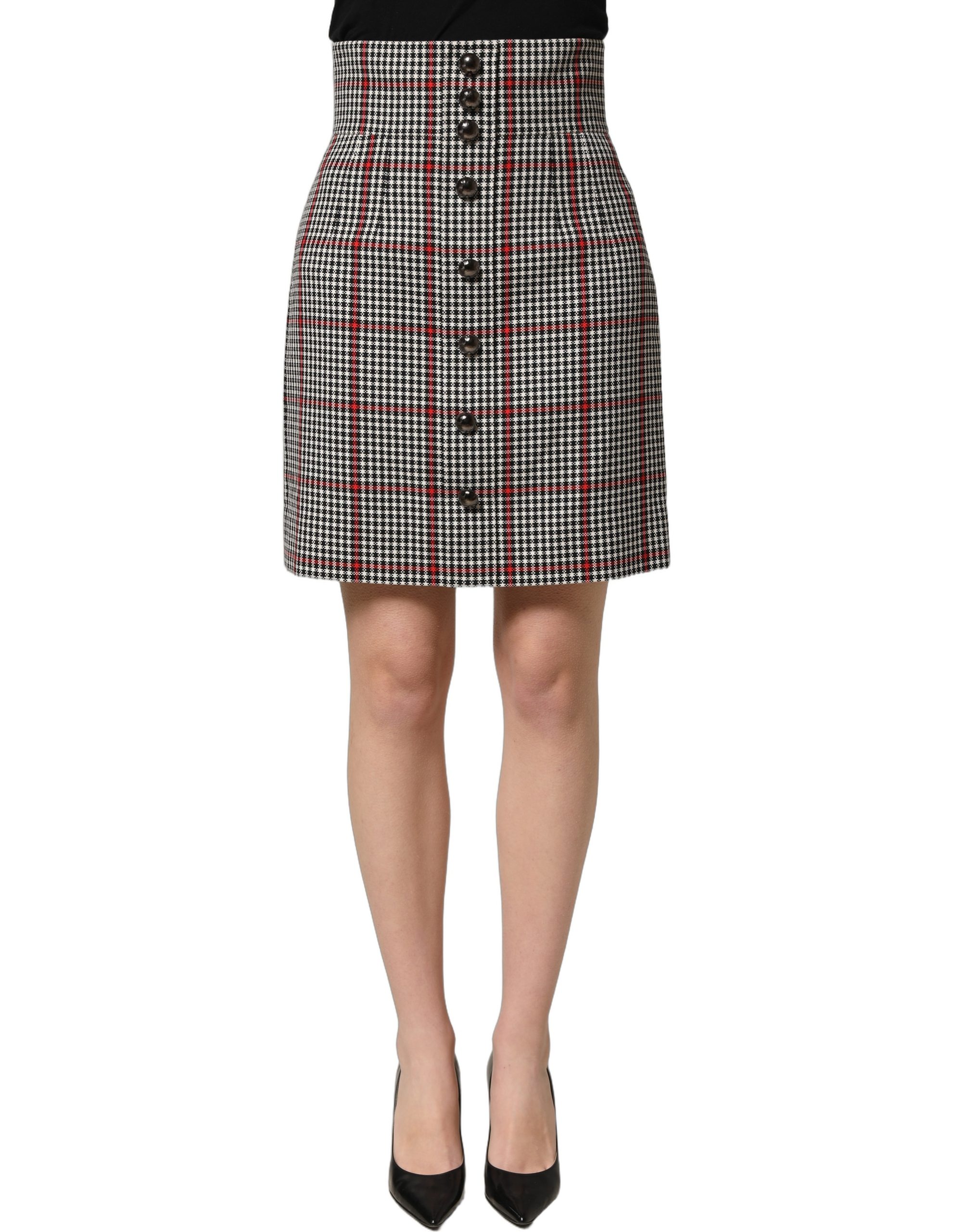 Dolce & Gabbana Gray Checkered High Waist A-line Mini Skirt - Image 3