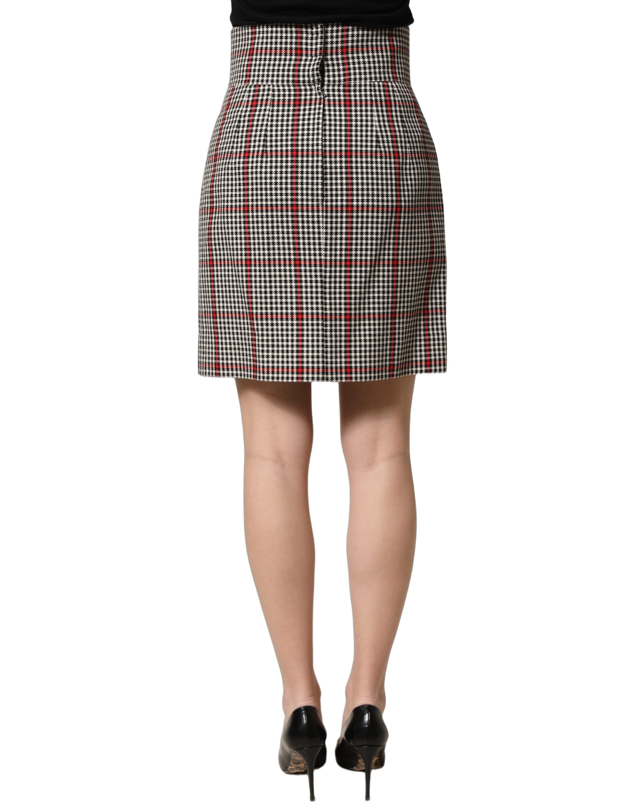 Dolce & Gabbana Gray Checkered High Waist A-line Mini Skirt - Image 5