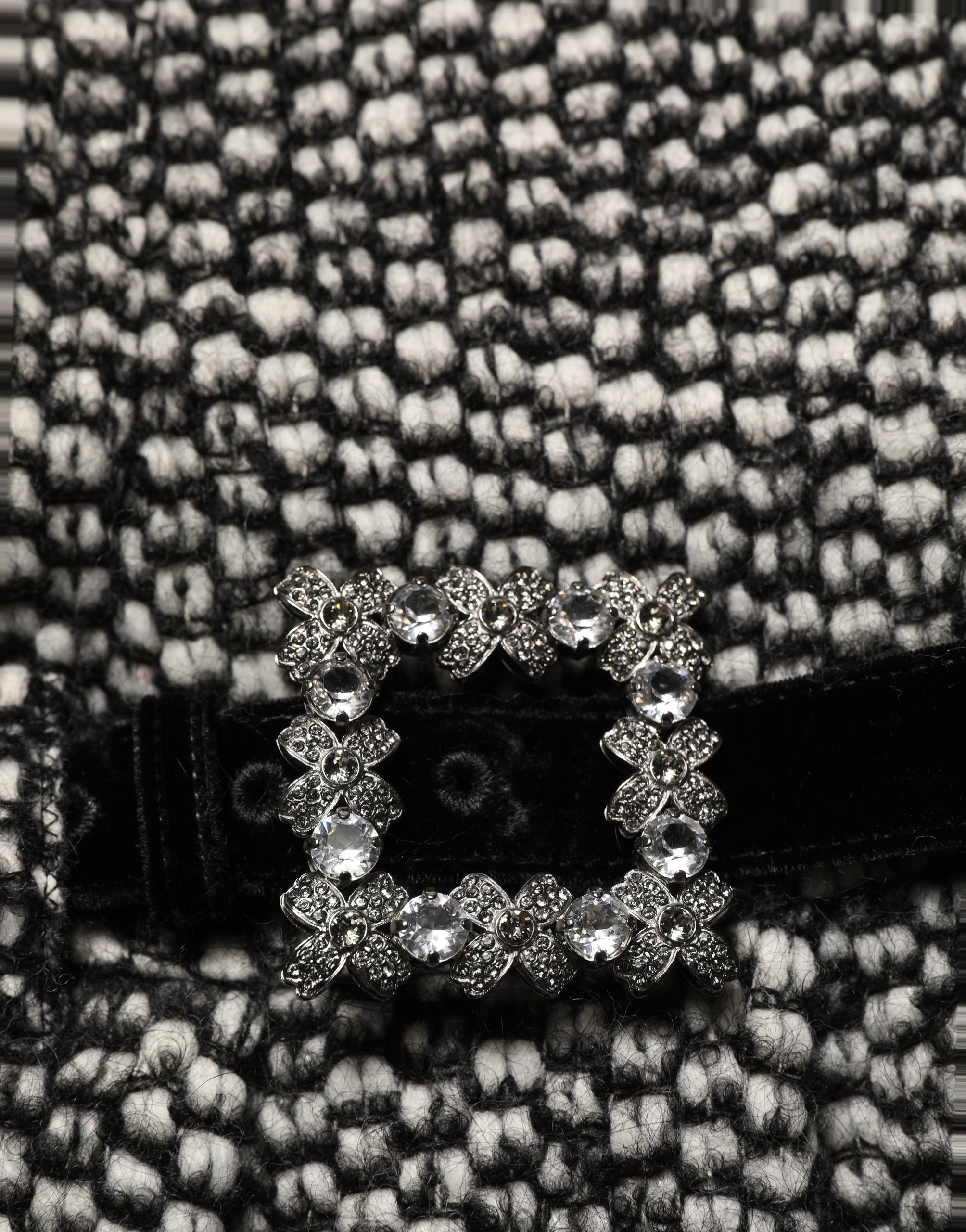 Dolce & Gabbana Black White Tweed High Waist Pleated Skirt