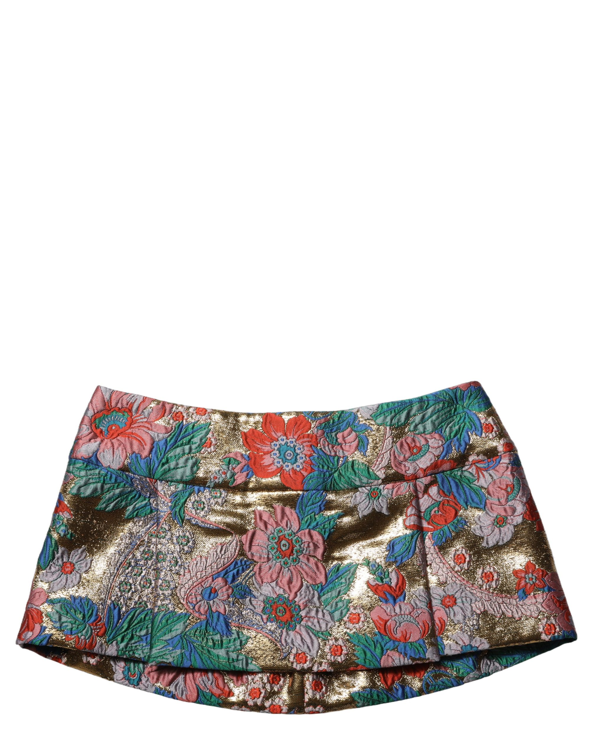 Dolce & Gabbana Multicolor Floral Jacquard MidWaist Mini Skirt - Image 6
