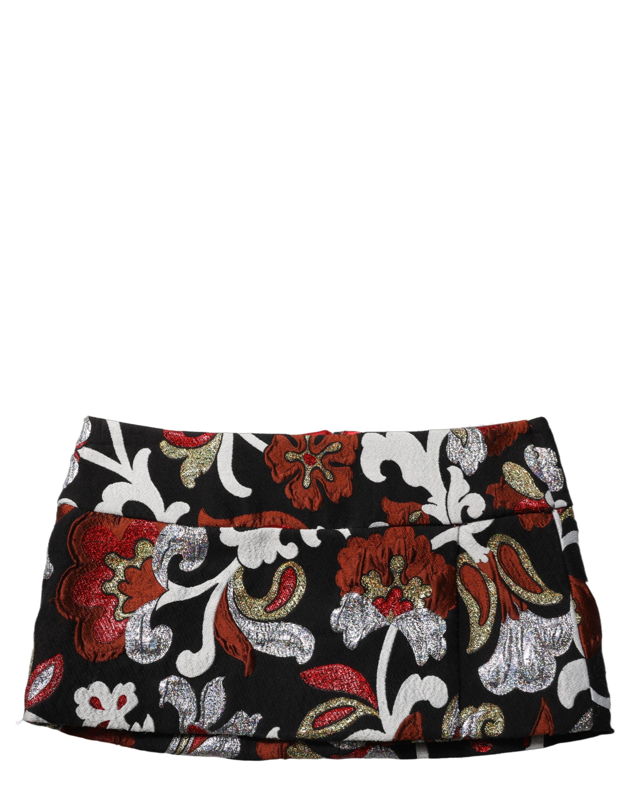Dolce & Gabbana Black Floral Jacquard Mid Waist Mini Skirt - Image 5