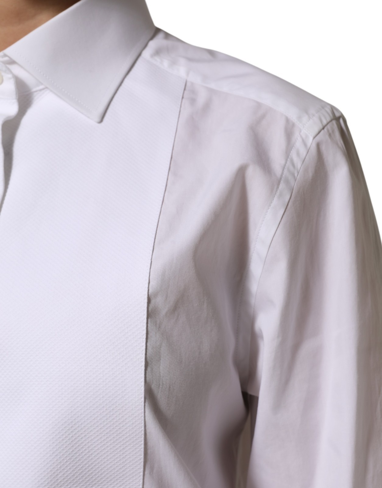Dolce & Gabbana White Cotton Tuxedo Bib Long Sleeve Dress Shirt - Image 2