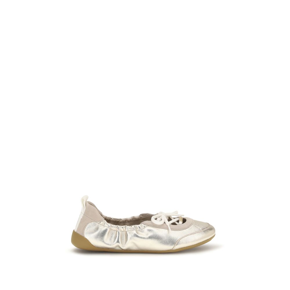 ChloƩ Silver Calf Leather Bos Taurus Sneakers