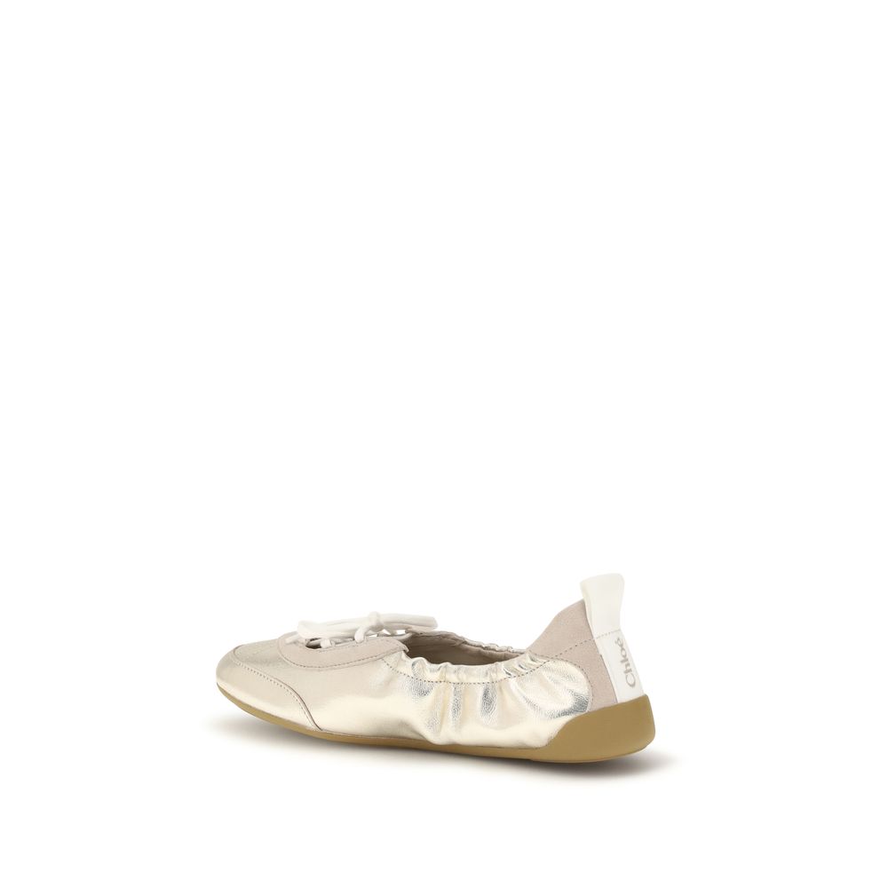 ChloƩ Silver Calf Leather Bos Taurus Sneakers - Image 3