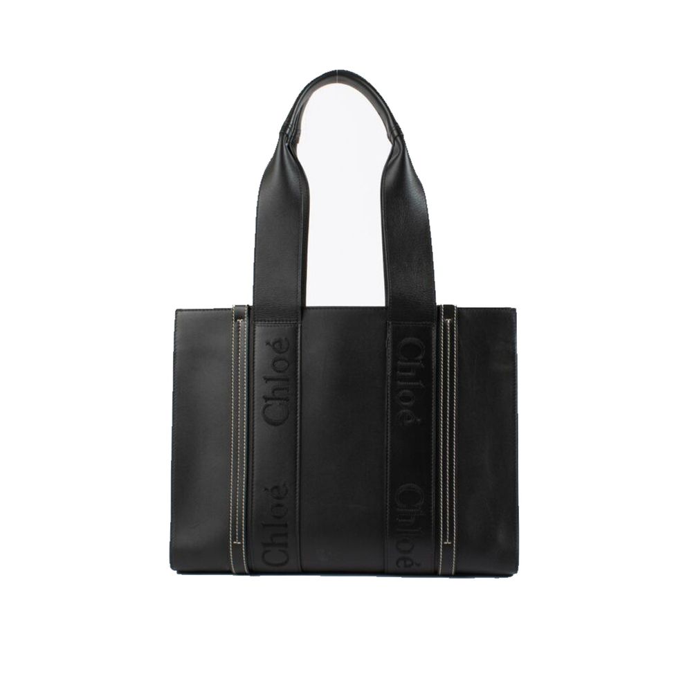 ChloƩ Black Leather Tote Bag