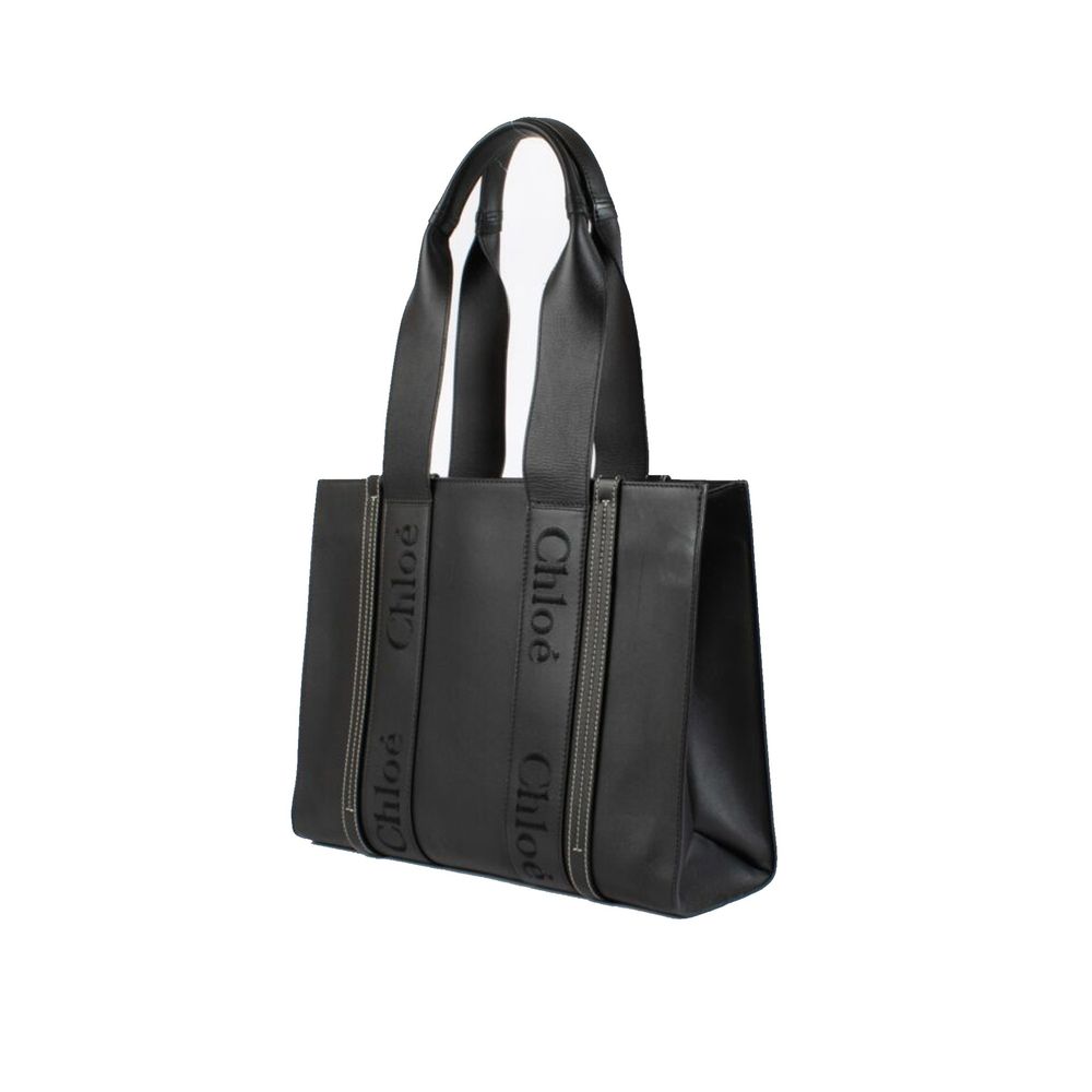 ChloƩ Black Leather Tote Bag - Image 2