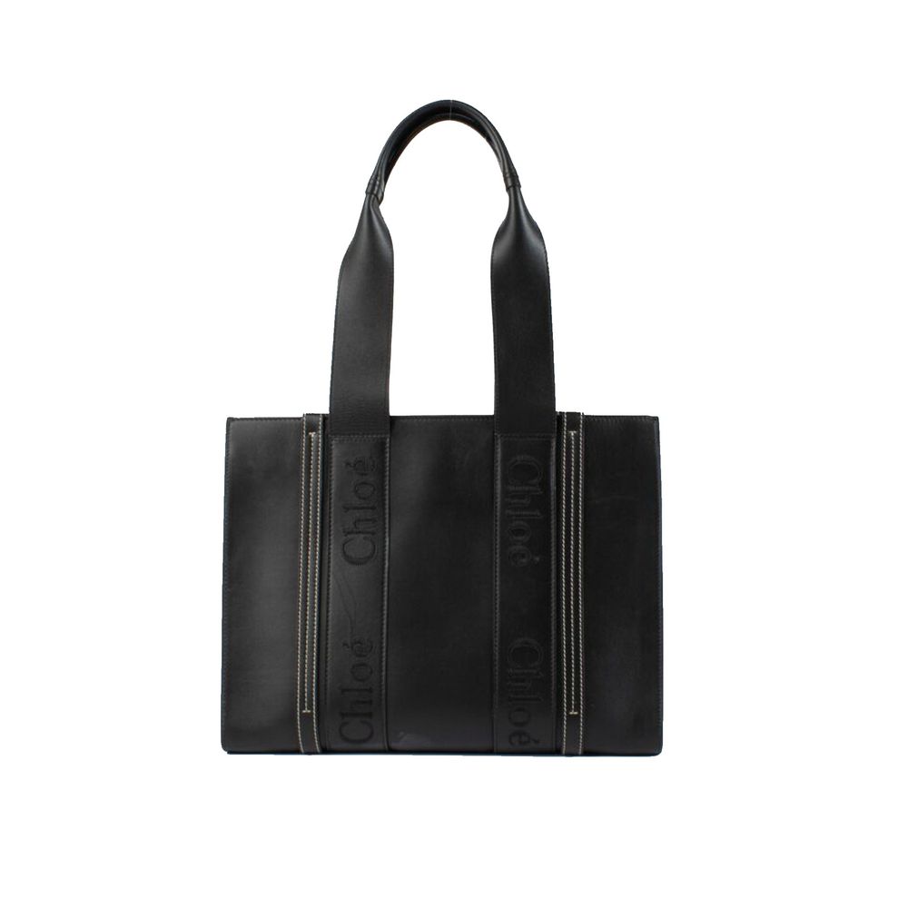 ChloƩ Black Leather Tote Bag - Image 3