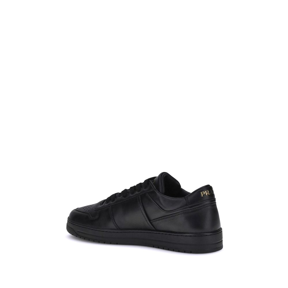 Prada Black Calf Leather Bos Taurus Low Top Sneakers - Image 3