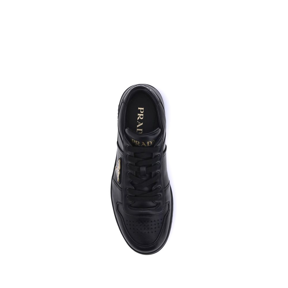 Prada Black Calf Leather Bos Taurus Low Top Sneakers - Image 4