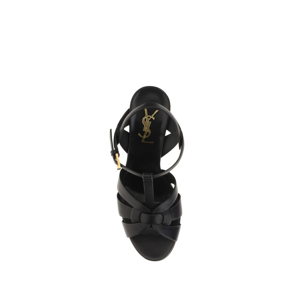 Saint Laurent Black Calf Leather Bos Taurus Platform Sandals - Image 4