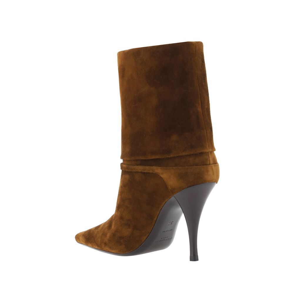 Saint Laurent Brown Calf Leather Bos Taurus High Heel Boots - Image 3