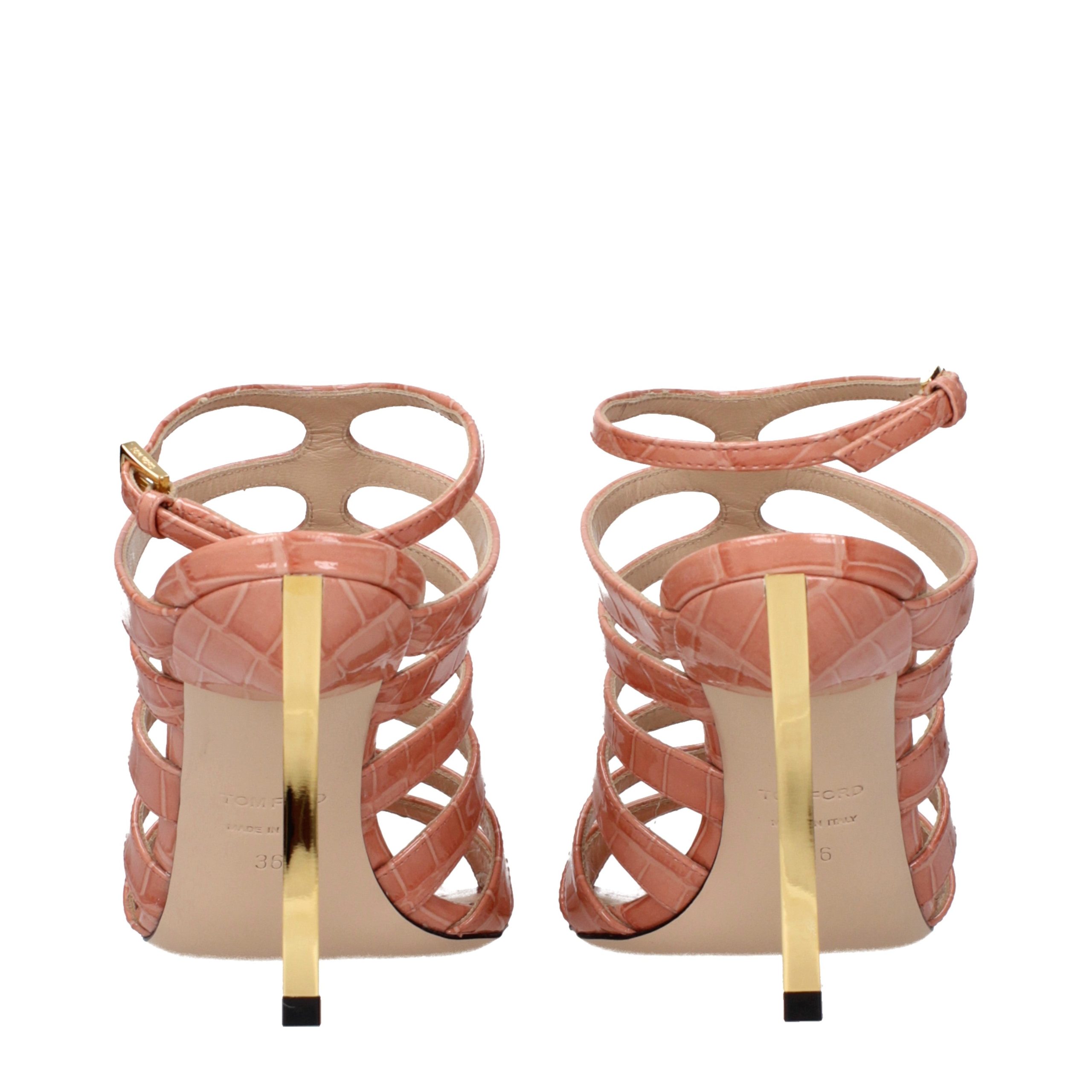 Tom Ford Pink Leather Stiletto Heel Sandals - Image 5