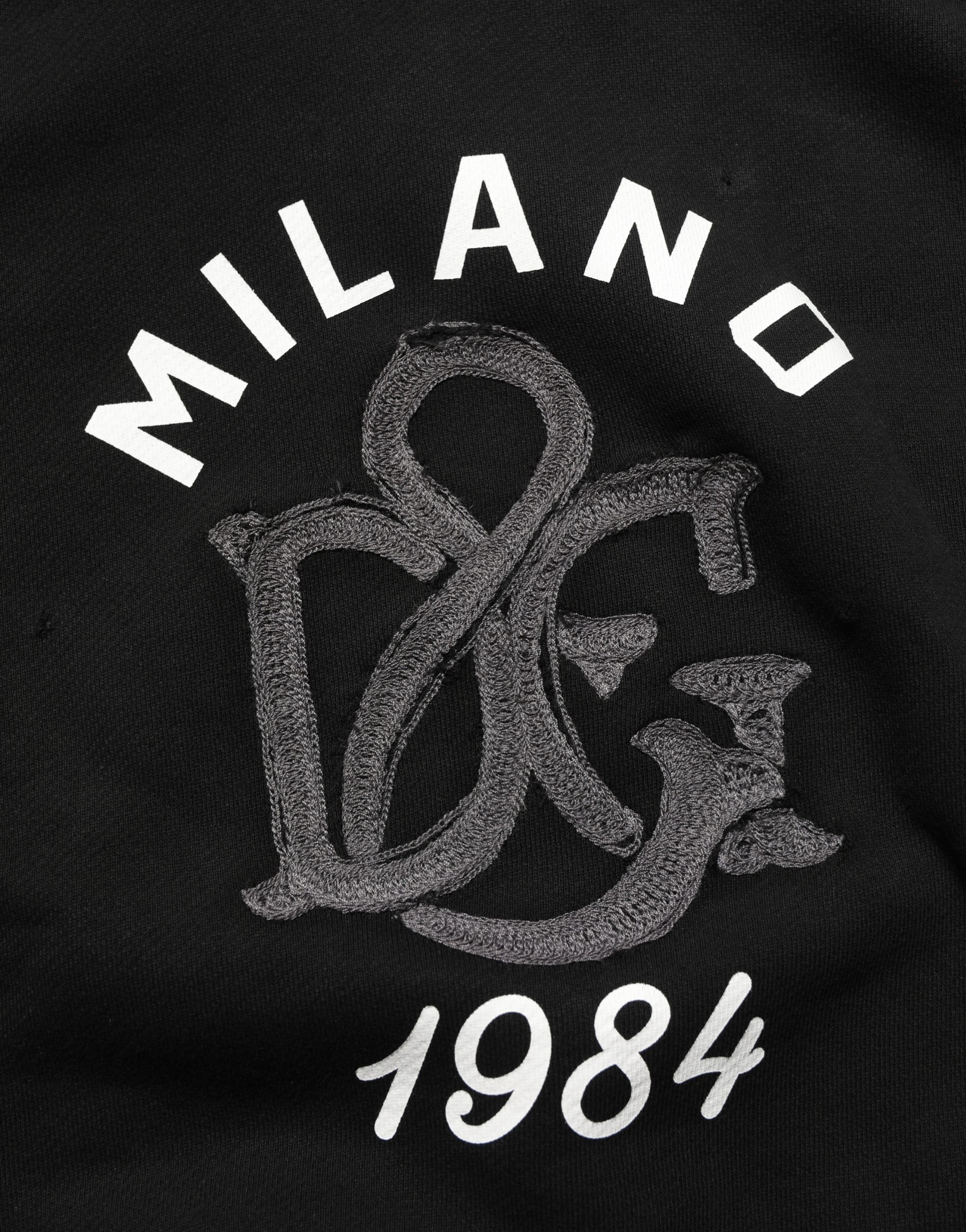 Dolce & Gabbana Black Cotton Milano1984 Print Hoodie Sweater