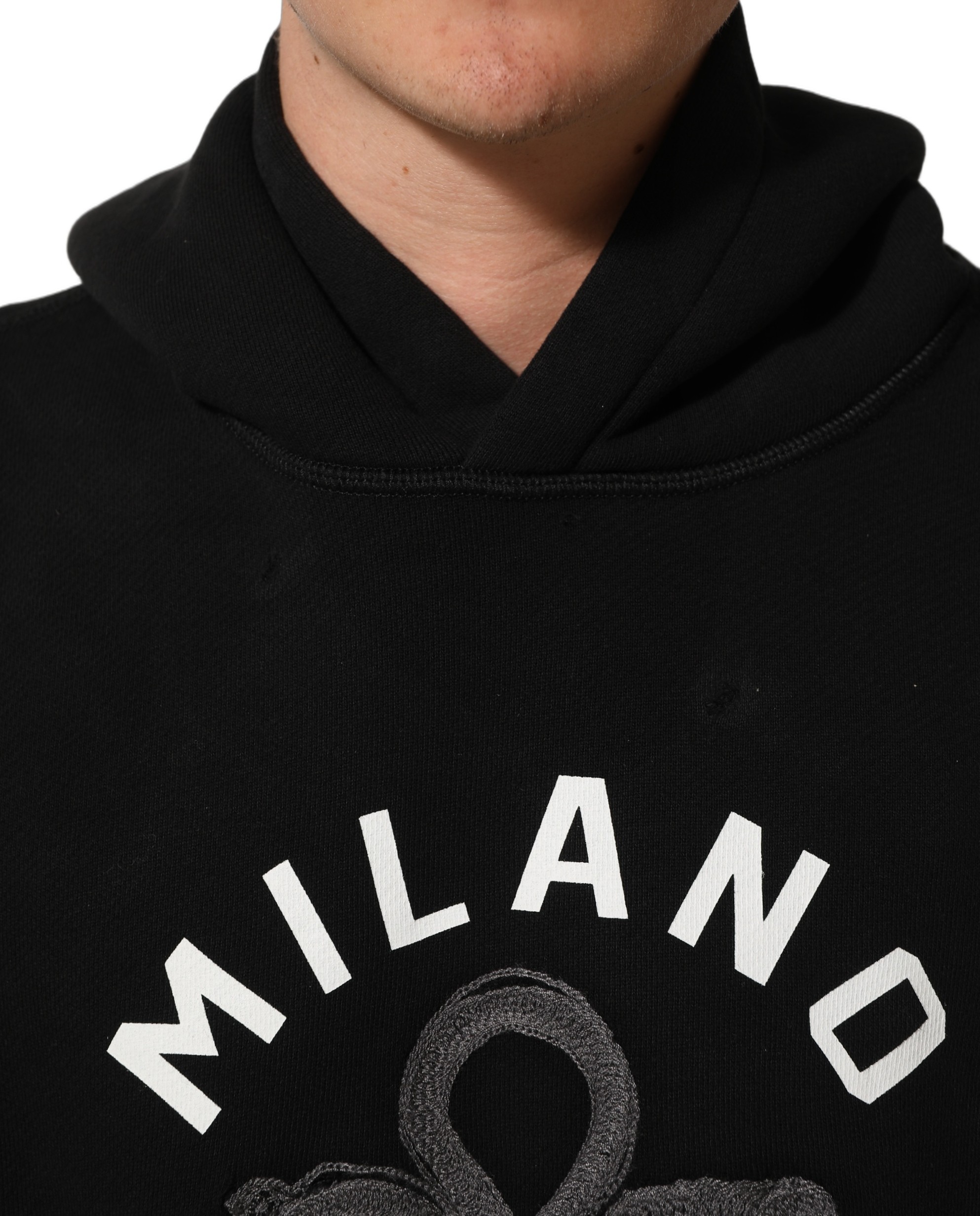 Dolce & Gabbana Black Cotton Milano1984 Print Hoodie Sweater - Image 2