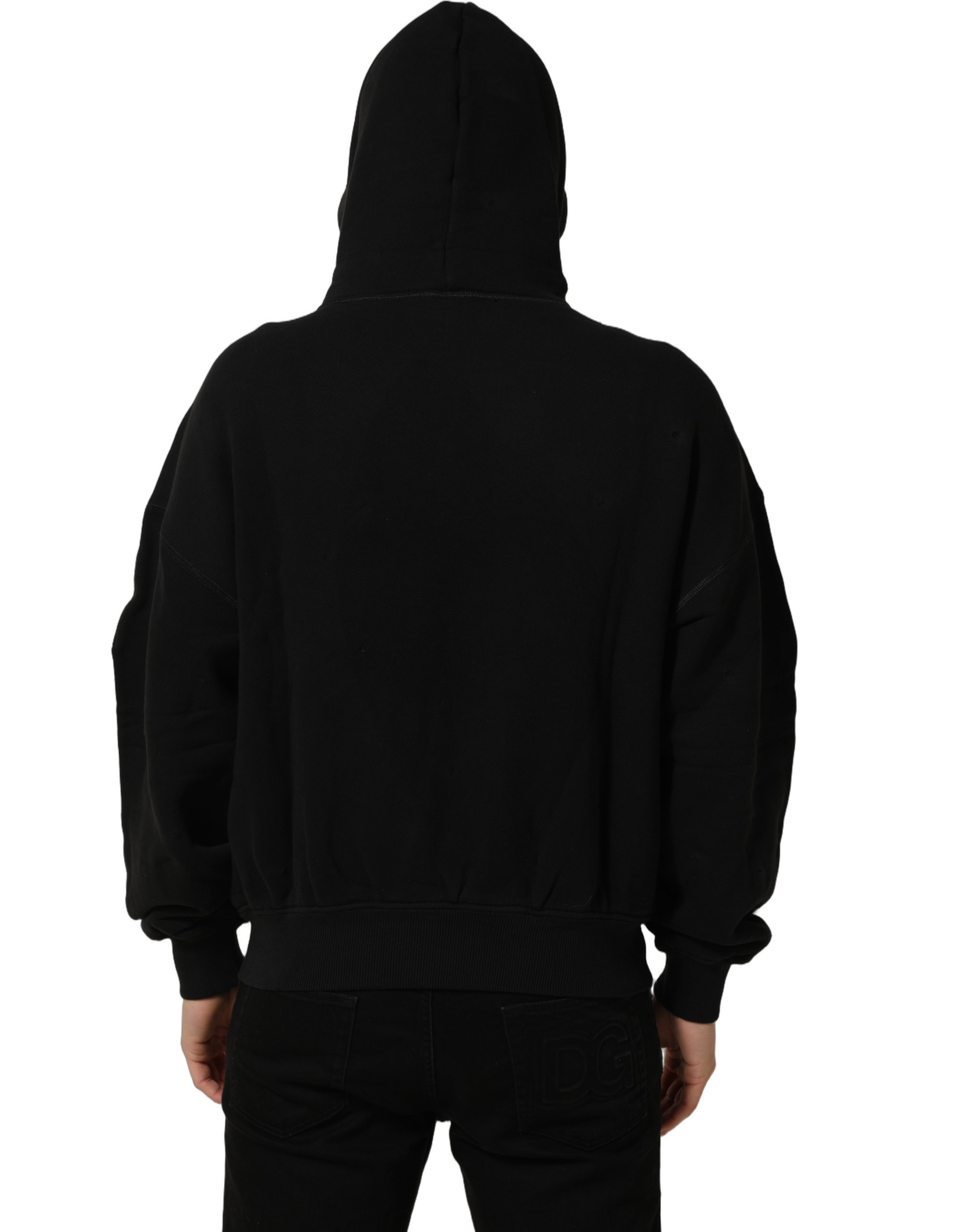 Dolce & Gabbana Black Cotton Milano1984 Print Hoodie Sweater - Image 6