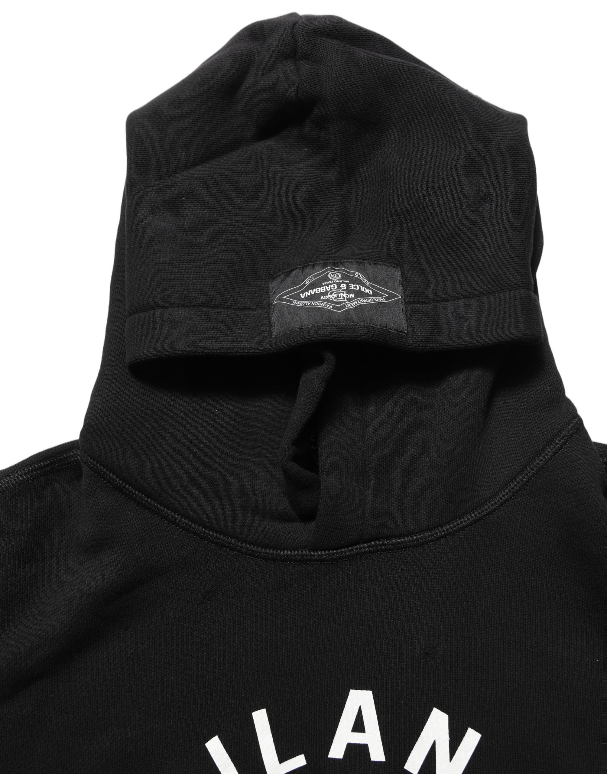 Dolce & Gabbana Black Cotton Milano1984 Print Hoodie Sweater - Image 7