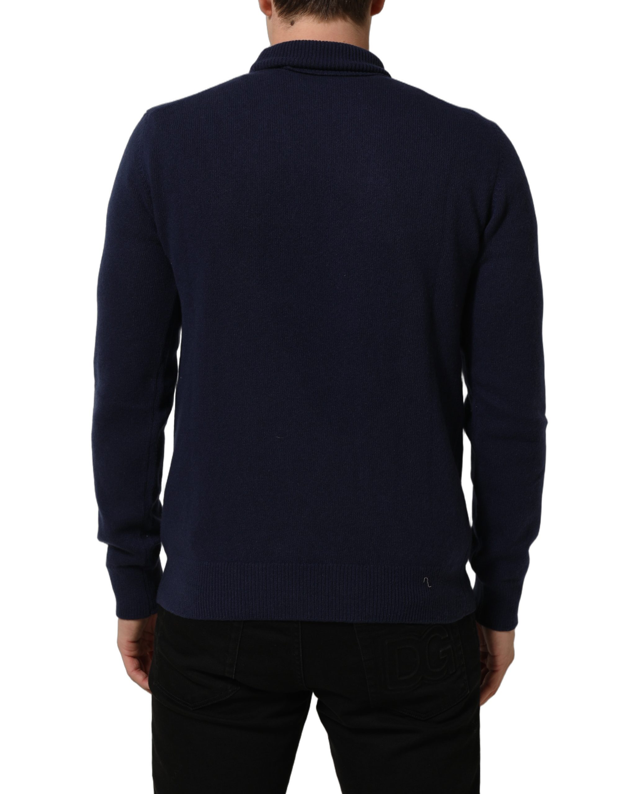 Dolce & Gabbana Blue Wool Knit Turtleneck Pullover Sweater - Image 2