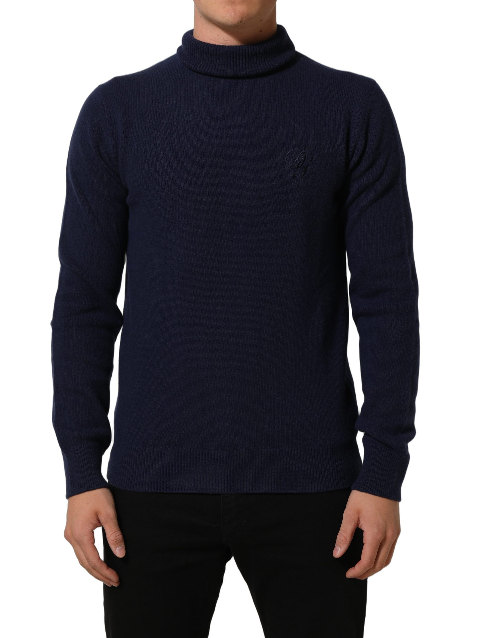 Dolce & Gabbana Blue Wool Knit Turtleneck Pullover Sweater - Image 6